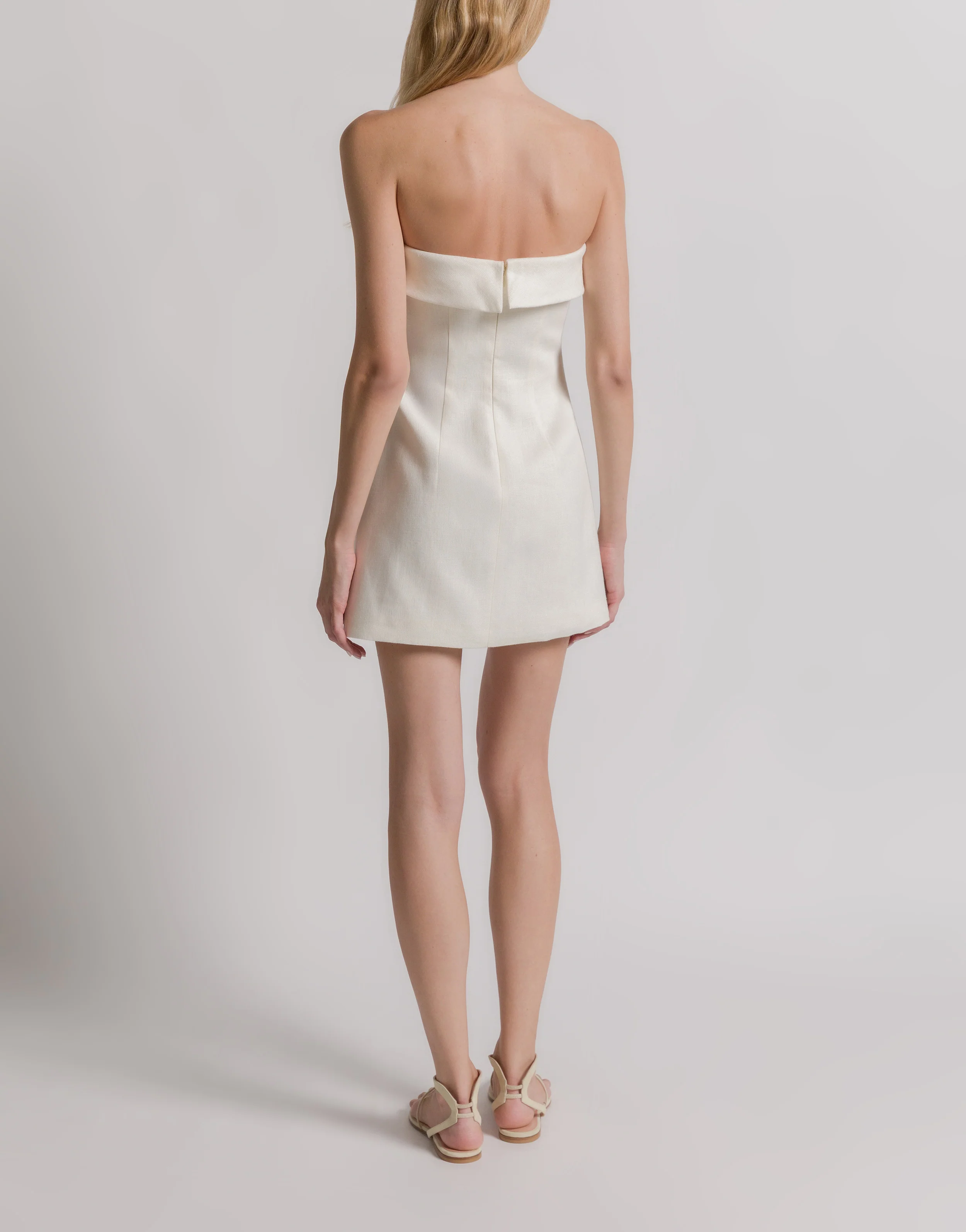 Abito bustier in lino con stampa Iris - Image 3