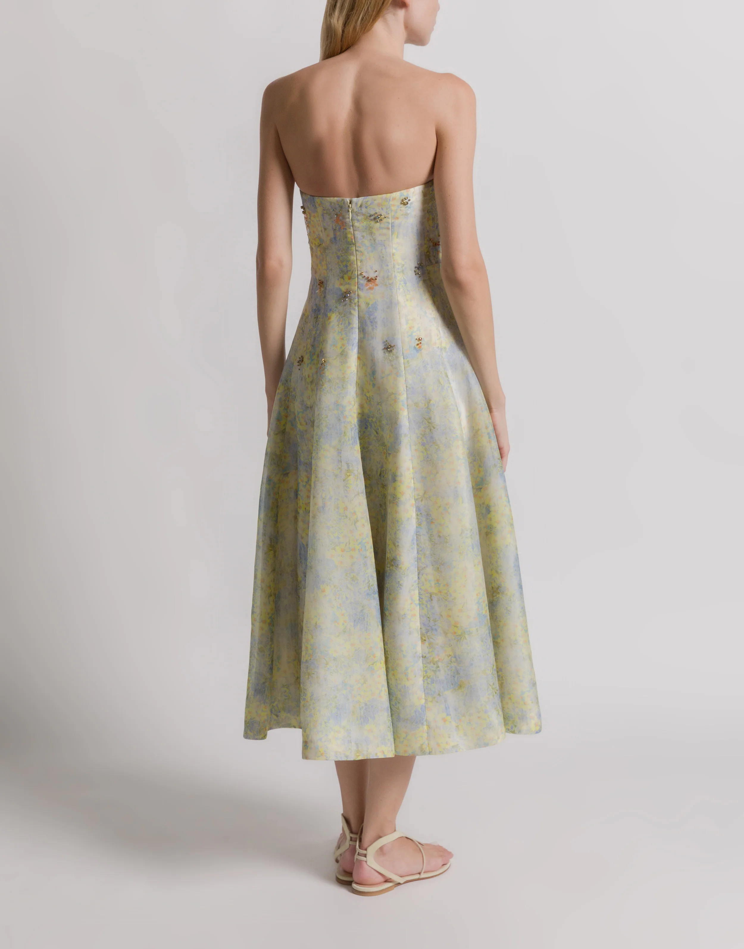 Abito bustier in organza di seta con stampa floreale - Image 3