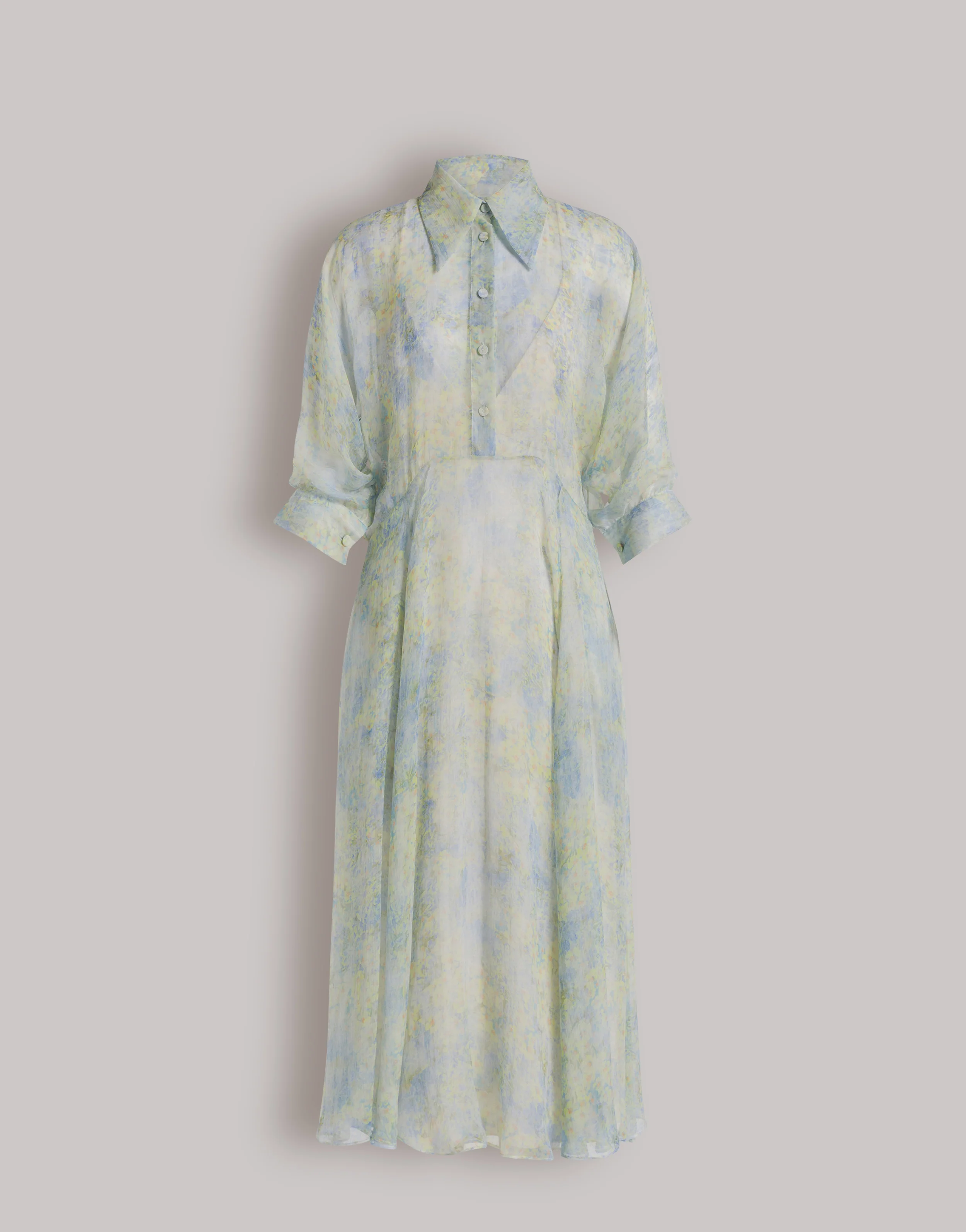 Abito camicia in chiffon con stampa floreale