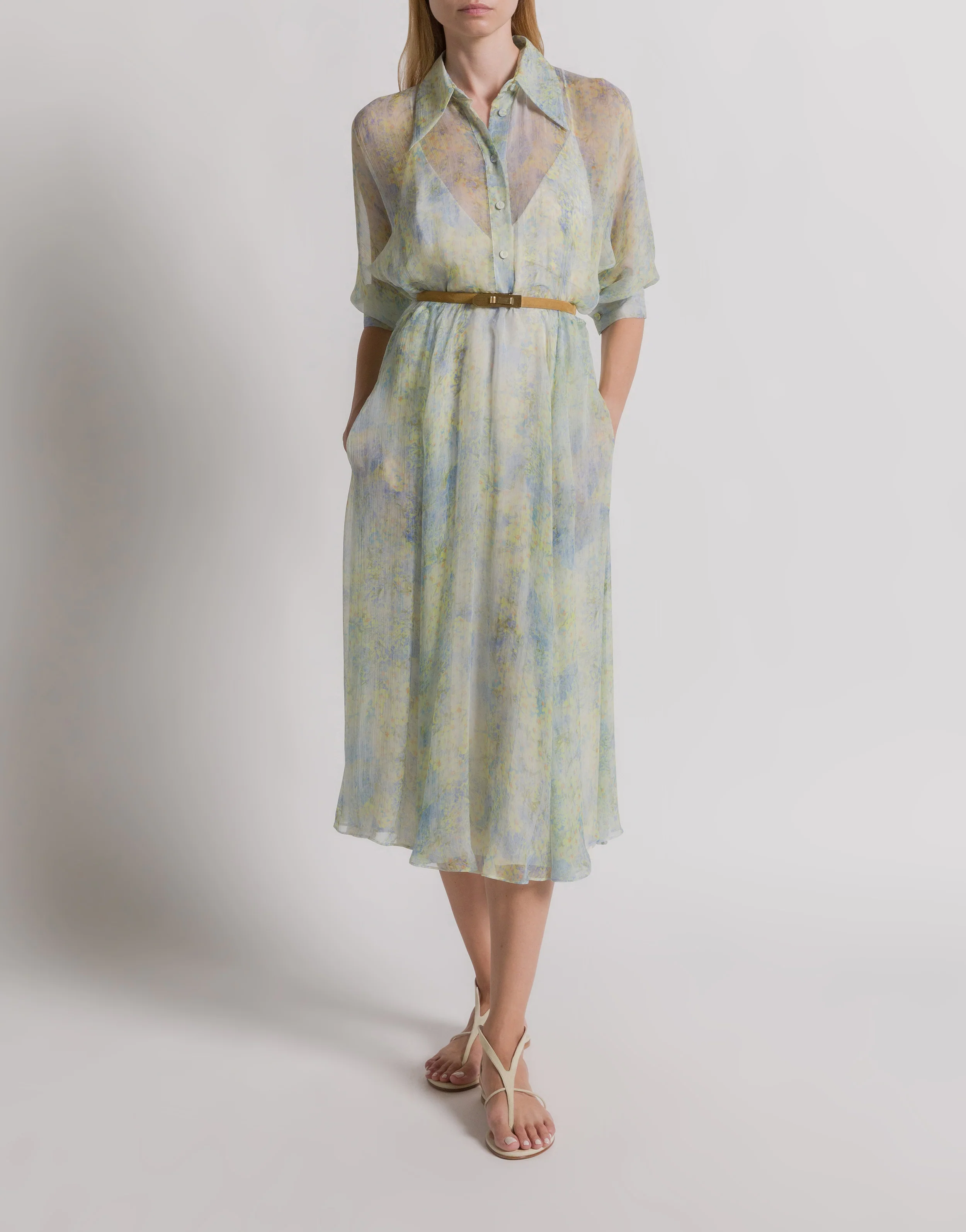 Abito camicia in chiffon con stampa floreale - Image 2