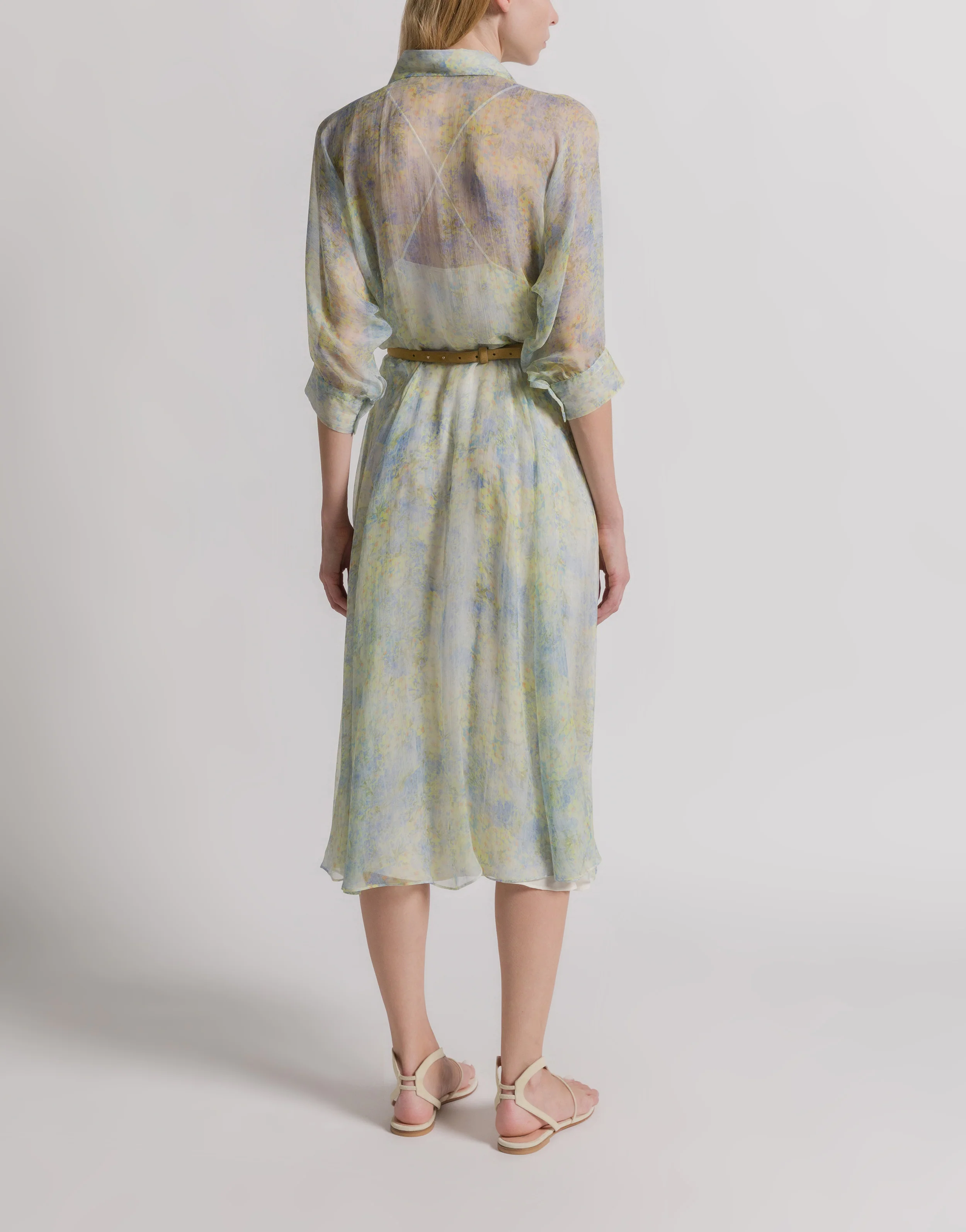 Abito camicia in chiffon con stampa floreale - Image 3