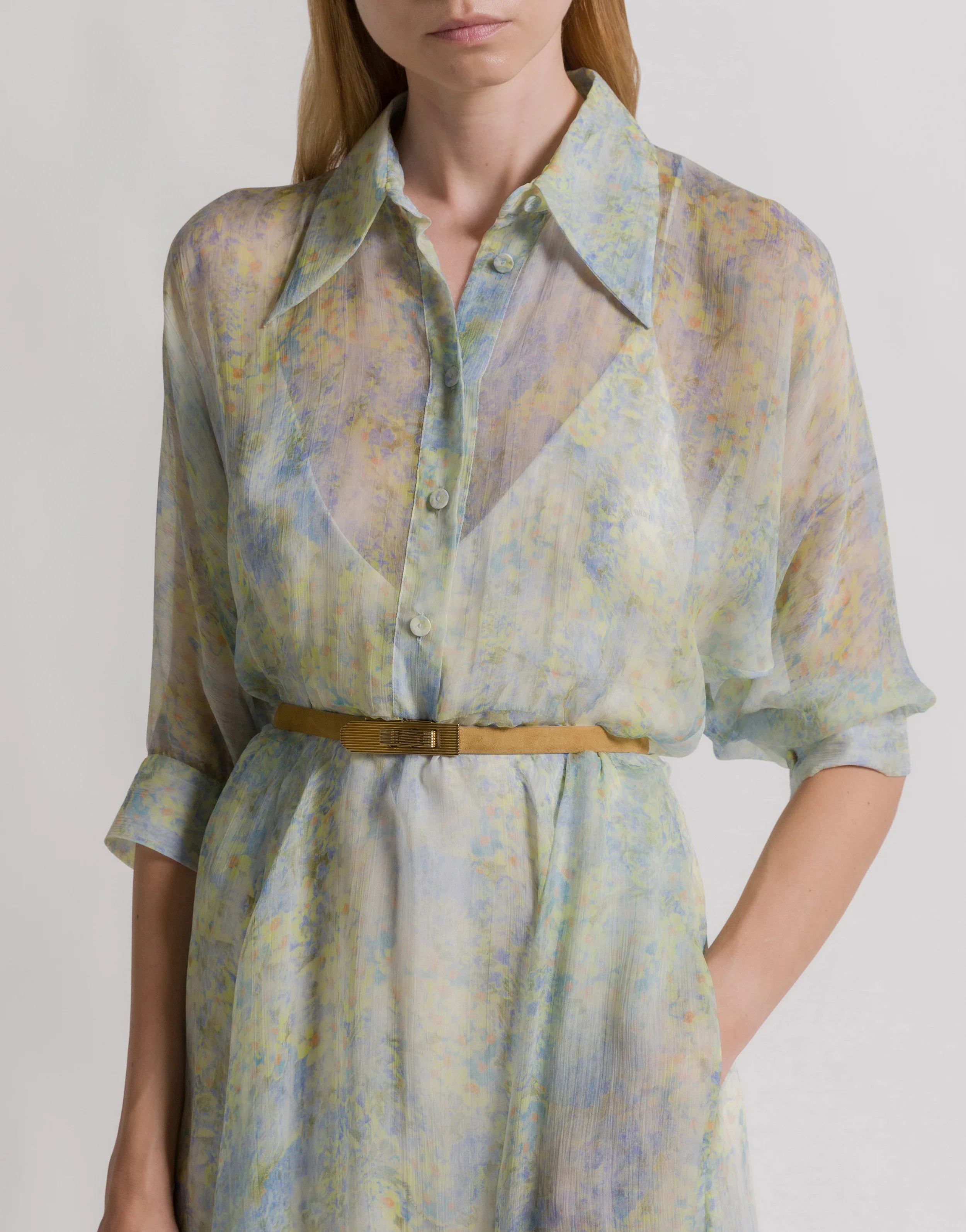 Abito camicia in chiffon con stampa floreale - Image 4