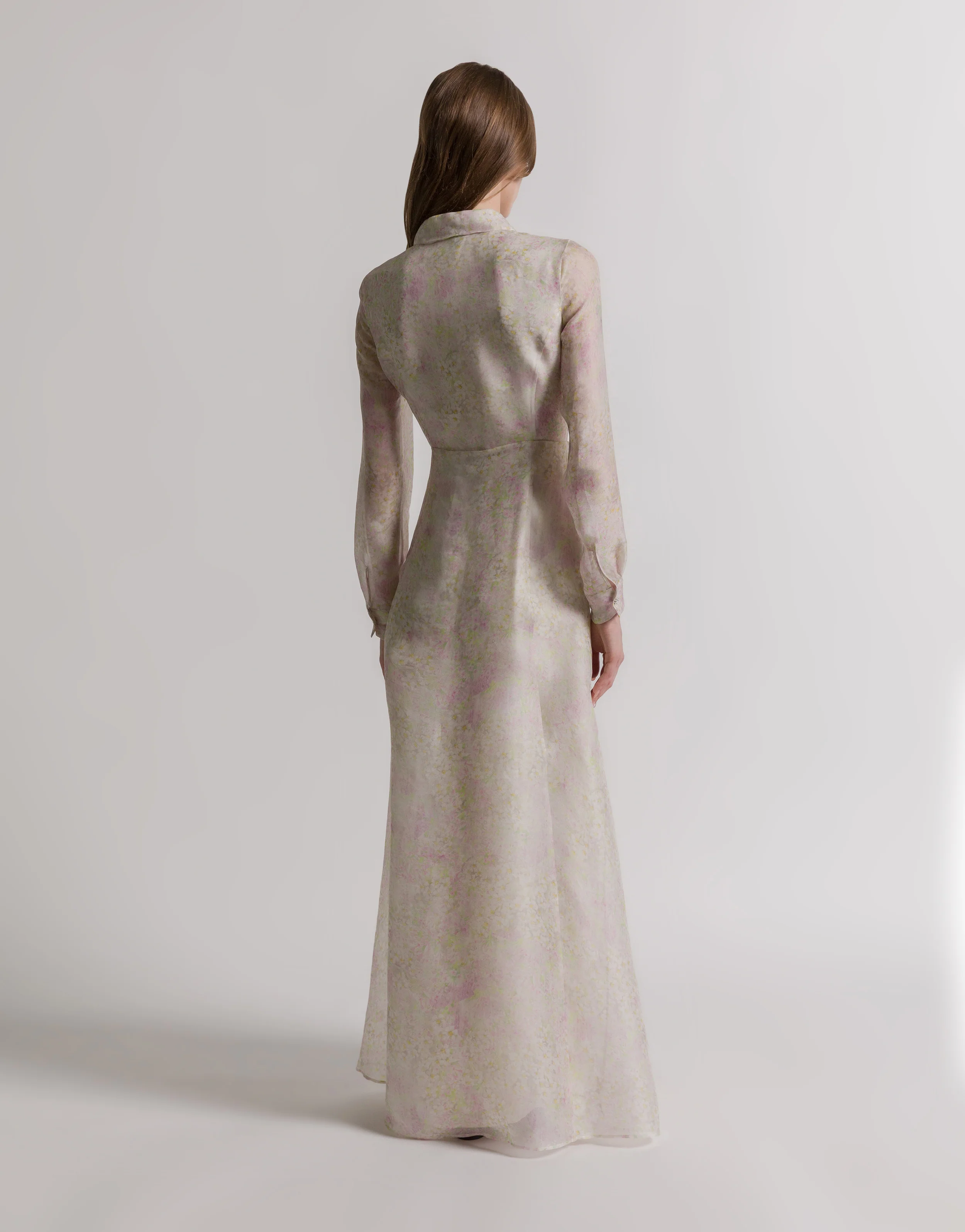 Abito camicia in organza di seta con stampa floreale - Image 2