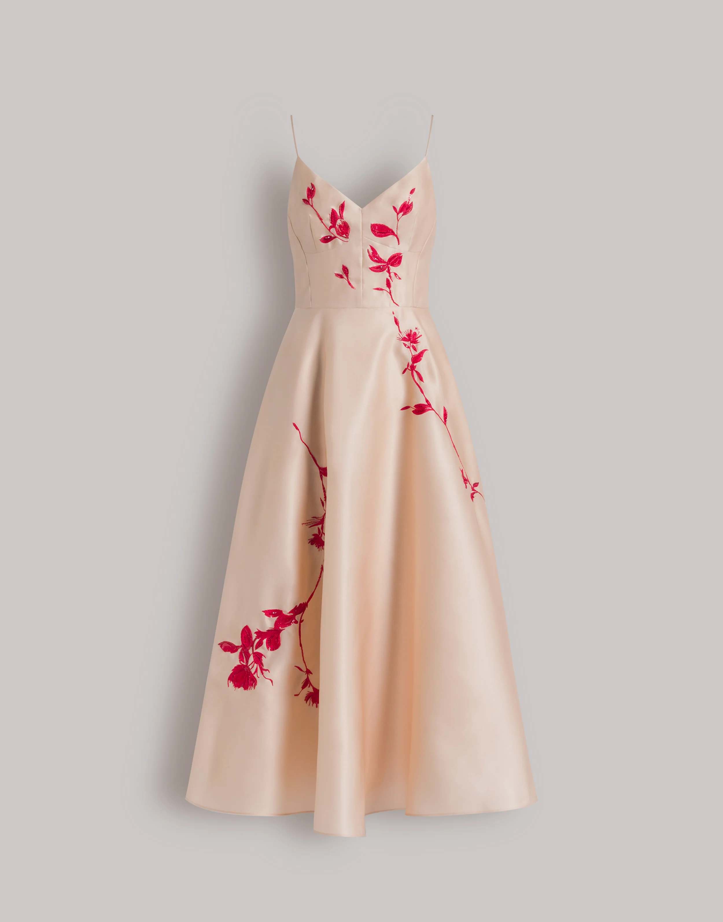 Abito in organza di seta con ricami floreali