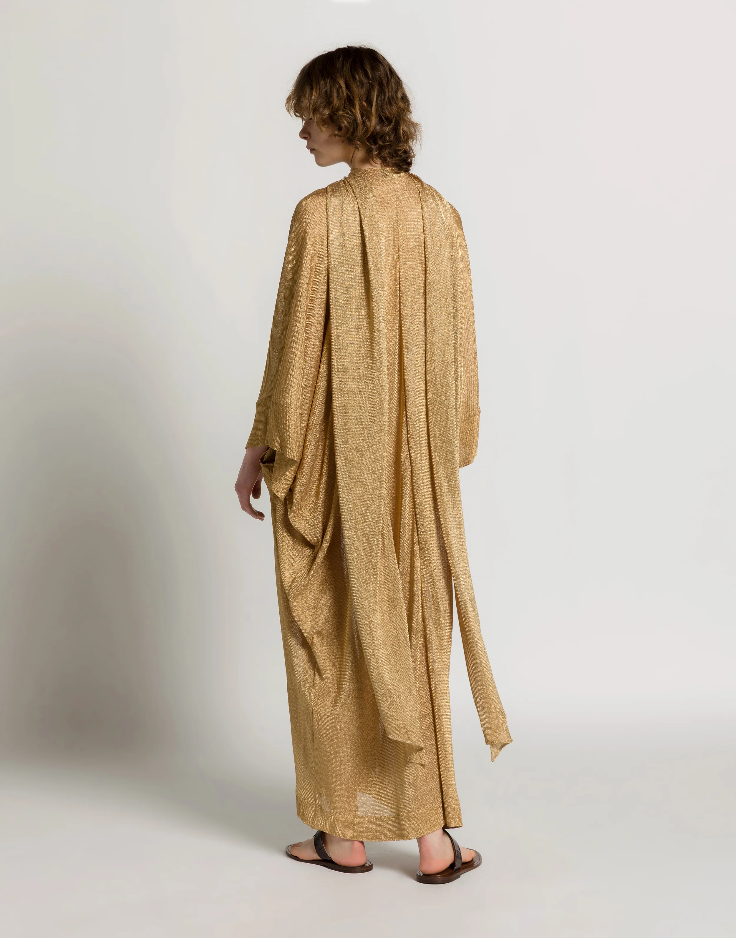 Abito kaftano in rete di lurex oro - Image 2