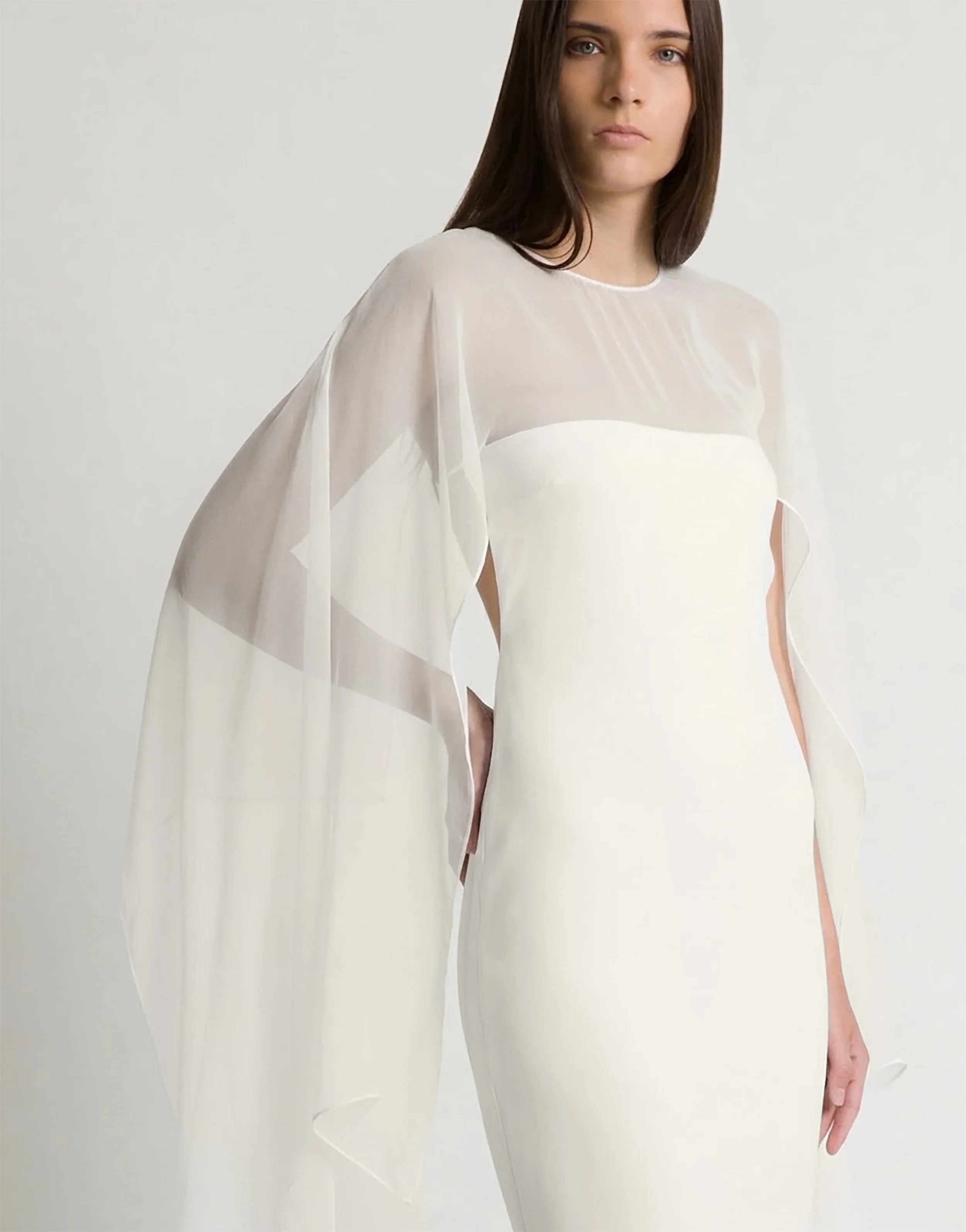 Abito lungo con maniche in chiffon - Image 4