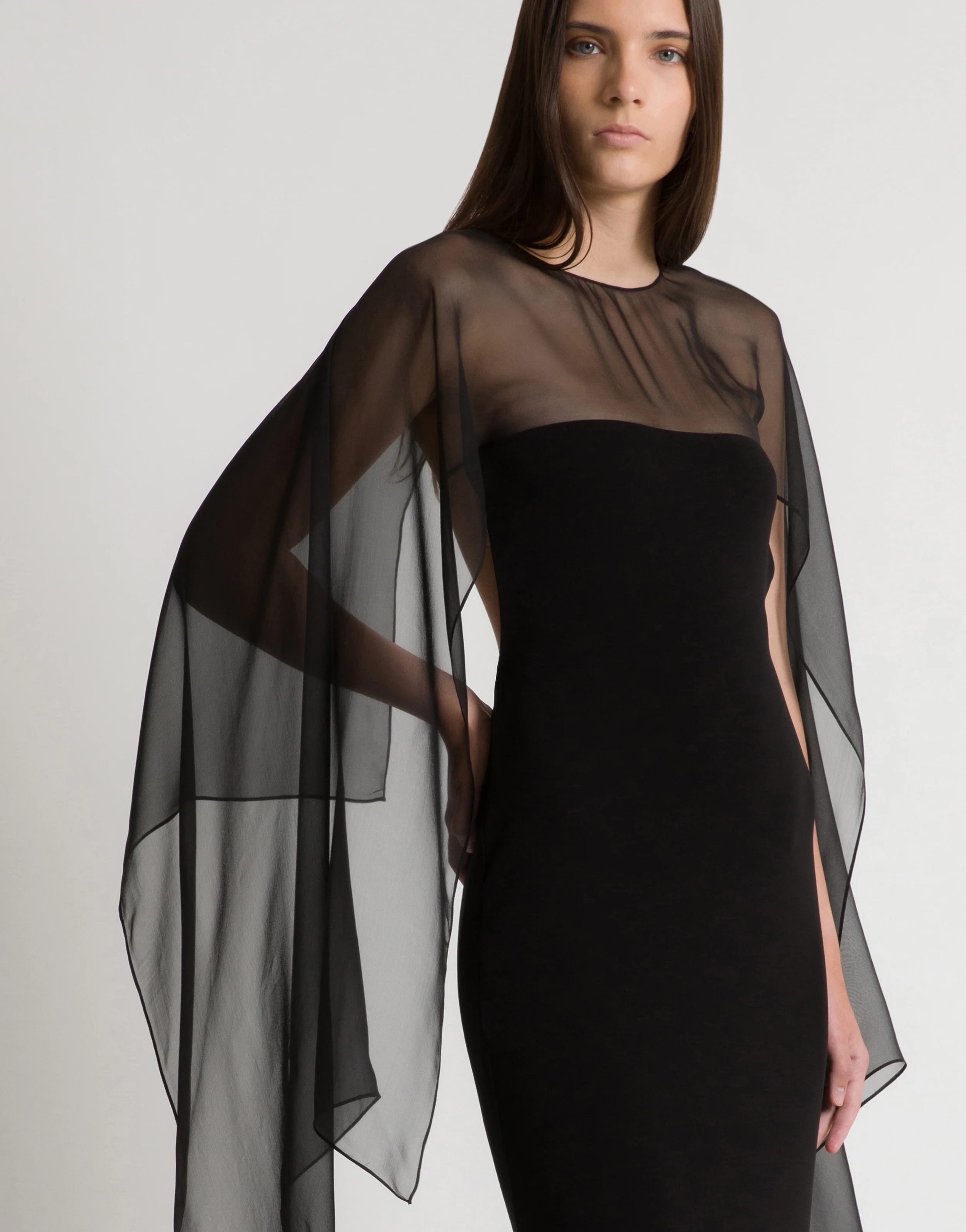 Abito lungo con maniche in chiffon - Image 3