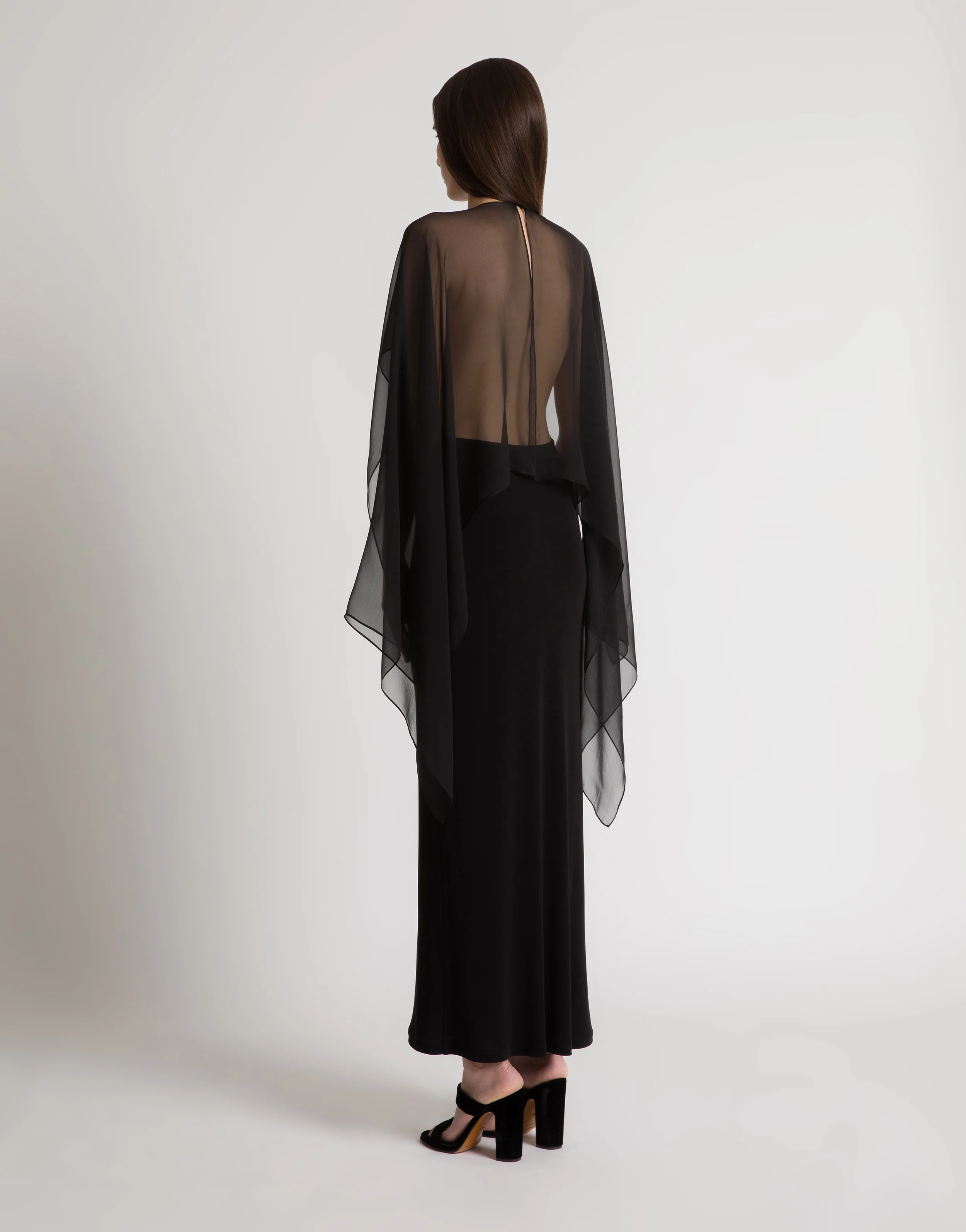 Abito lungo con maniche in chiffon - Image 4