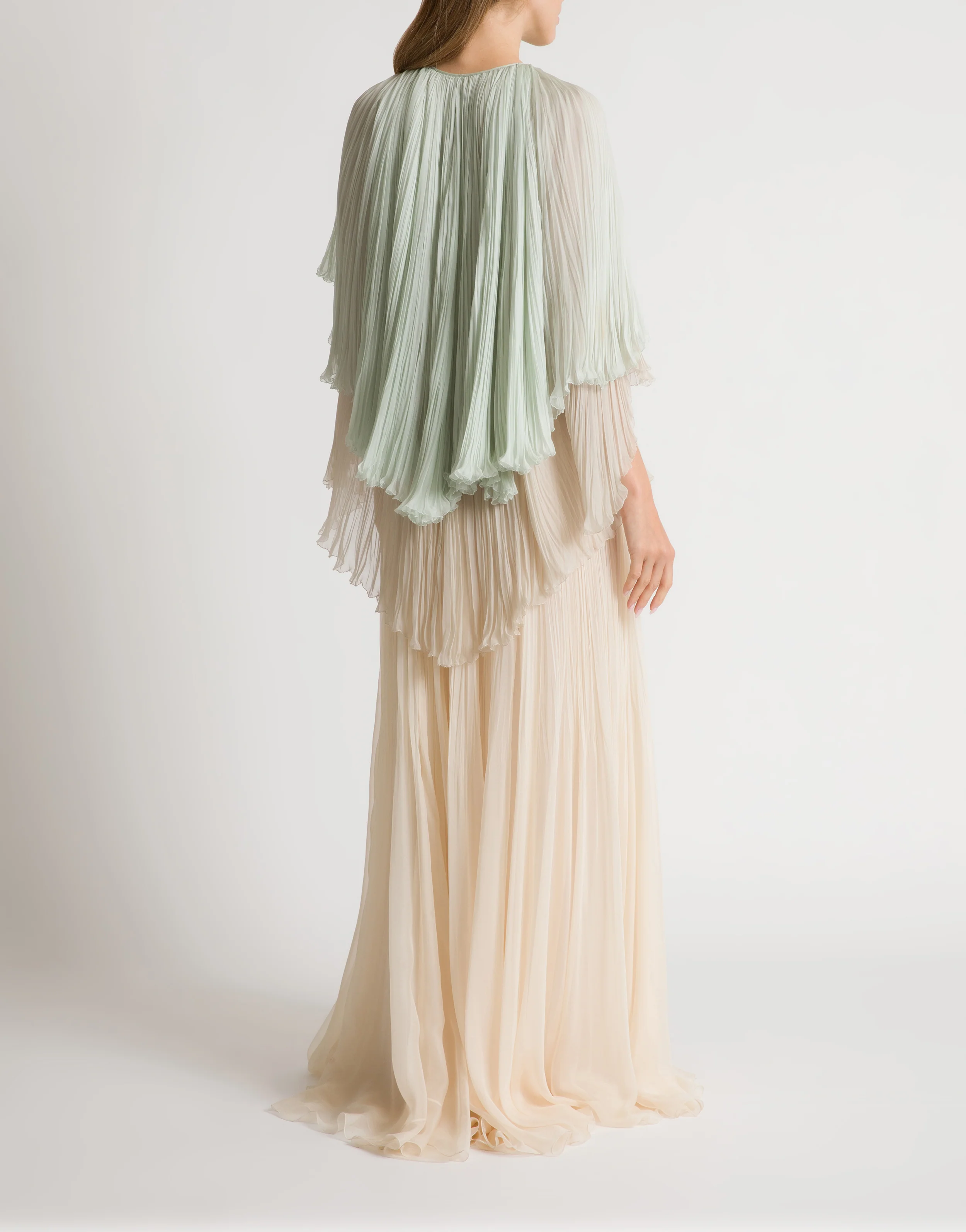 Abito lungo in chiffon plissé a strati - Image 3