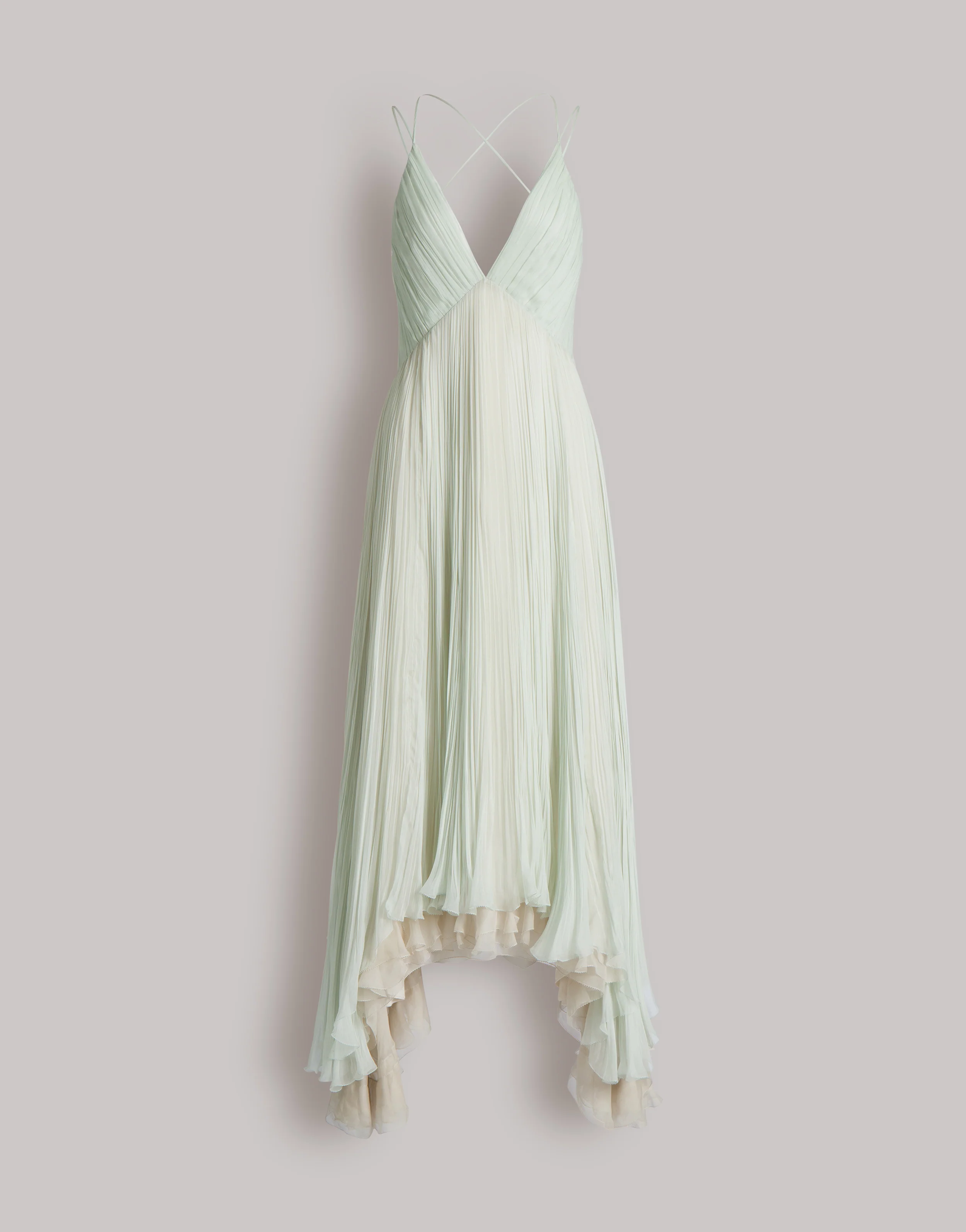 Abito lungo in chiffon plissé - Image 4