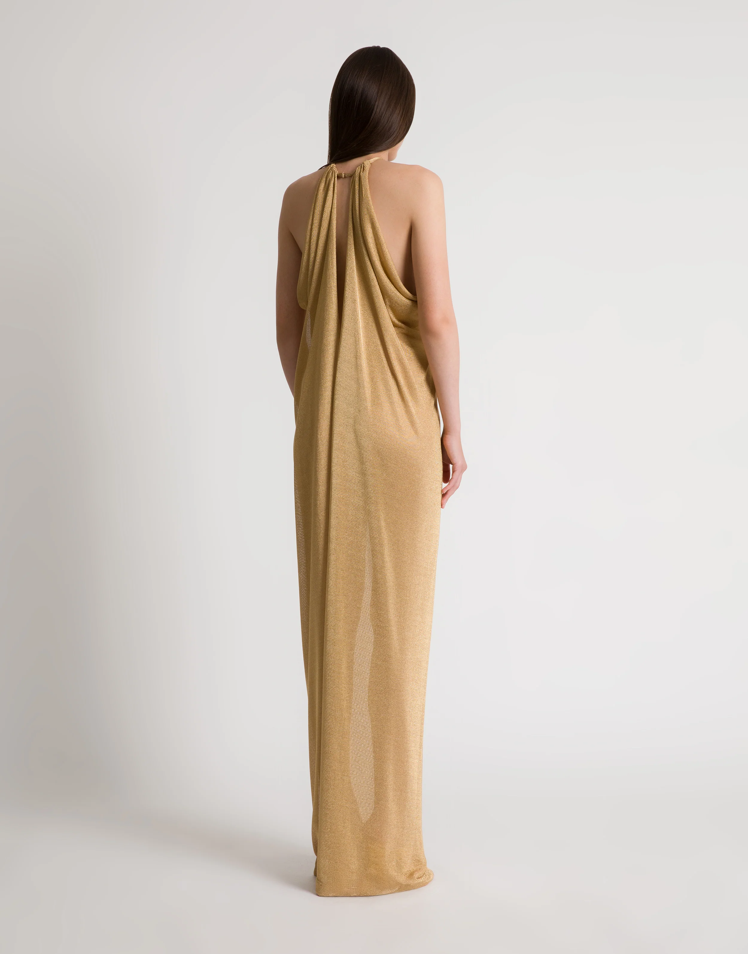 Abito lungo in lurex oro con schiena scoperta - Image 3