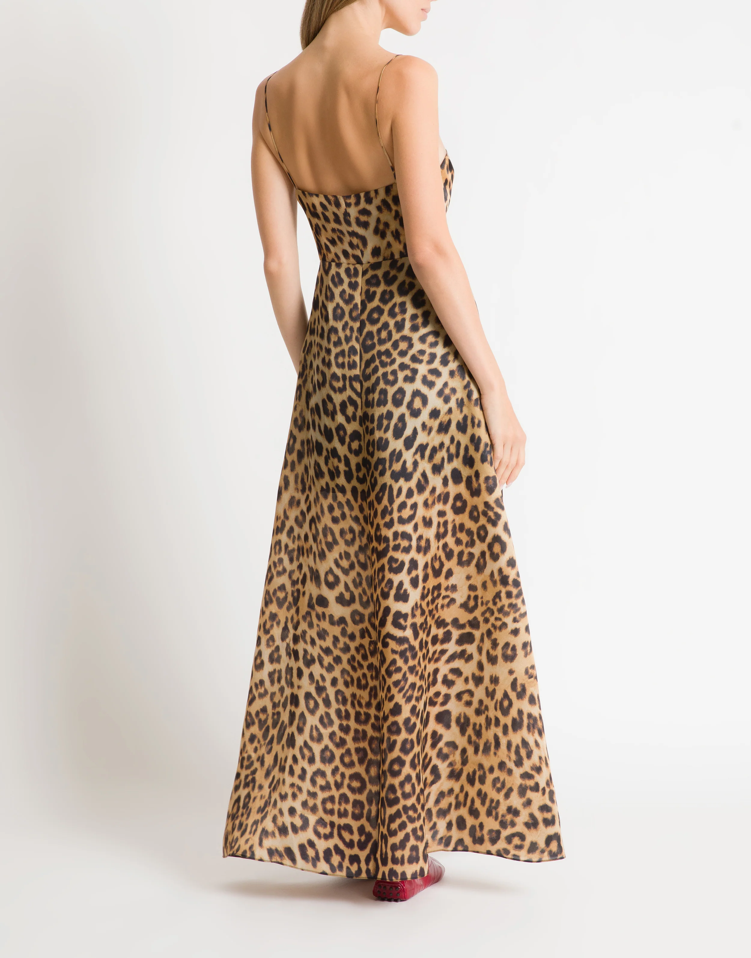 Abito lungo in organza stampa leopardo - Image 3