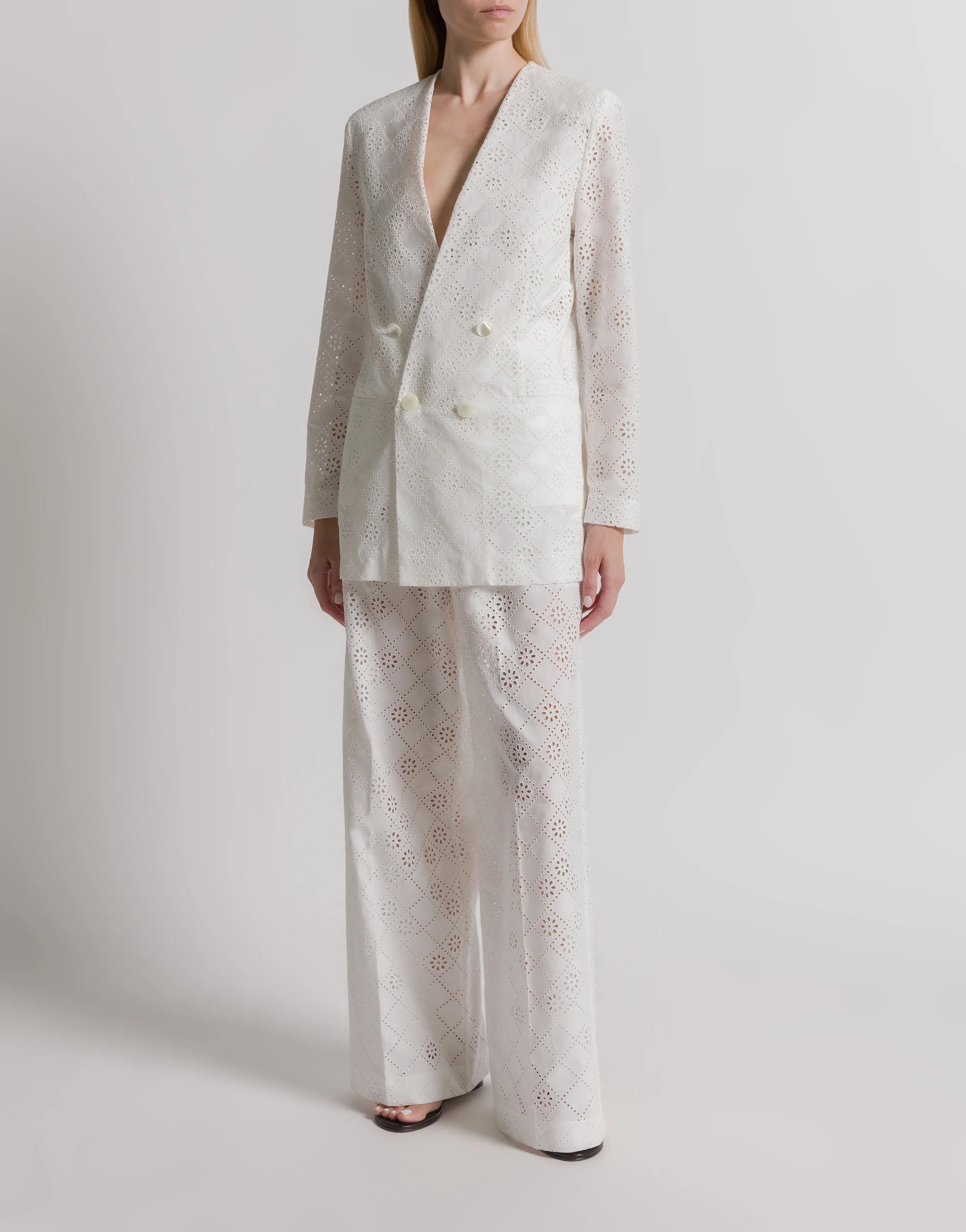 Blazer doppiopetto in pizzo Sangallo - Image 2