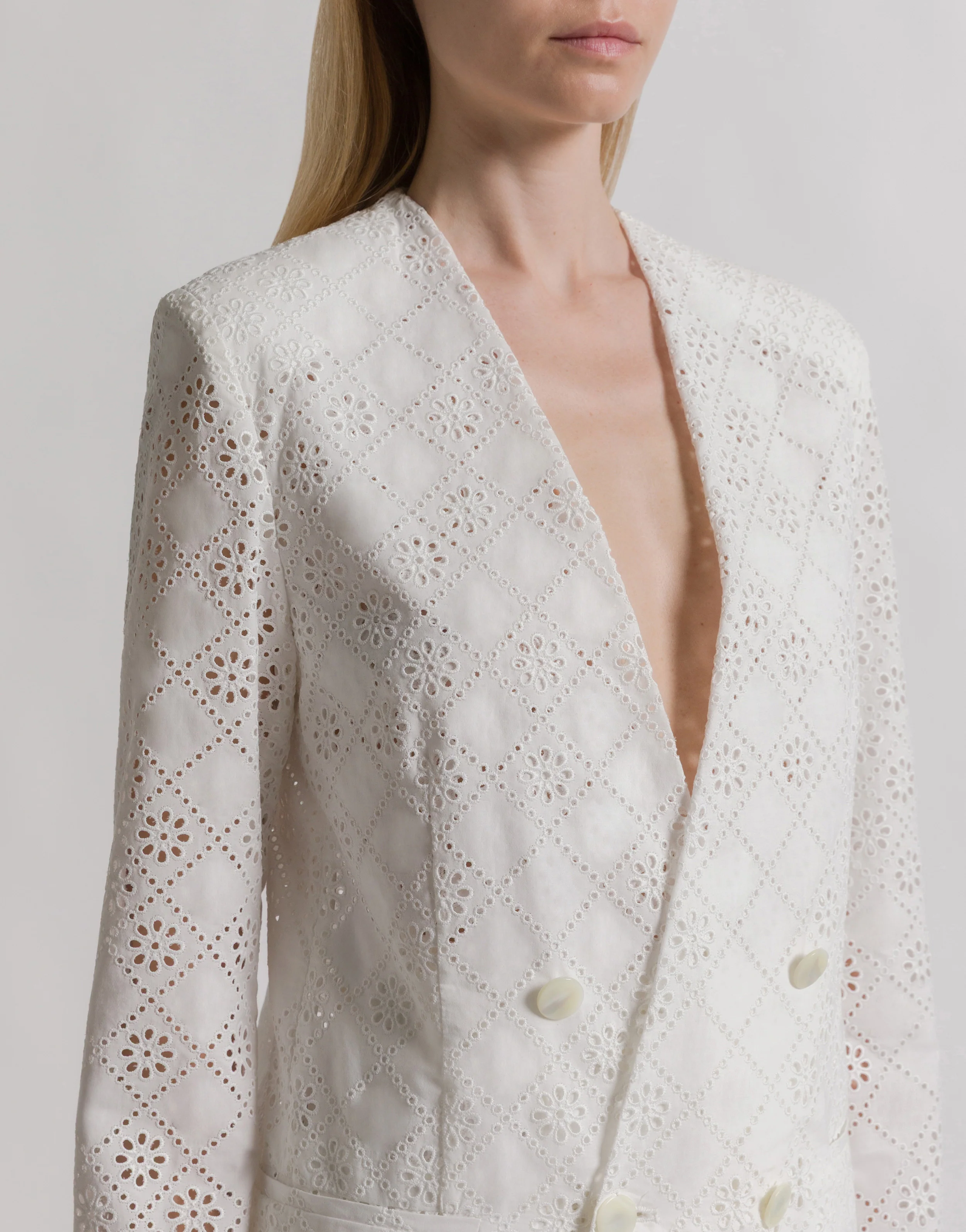 Blazer doppiopetto in pizzo Sangallo - Image 4