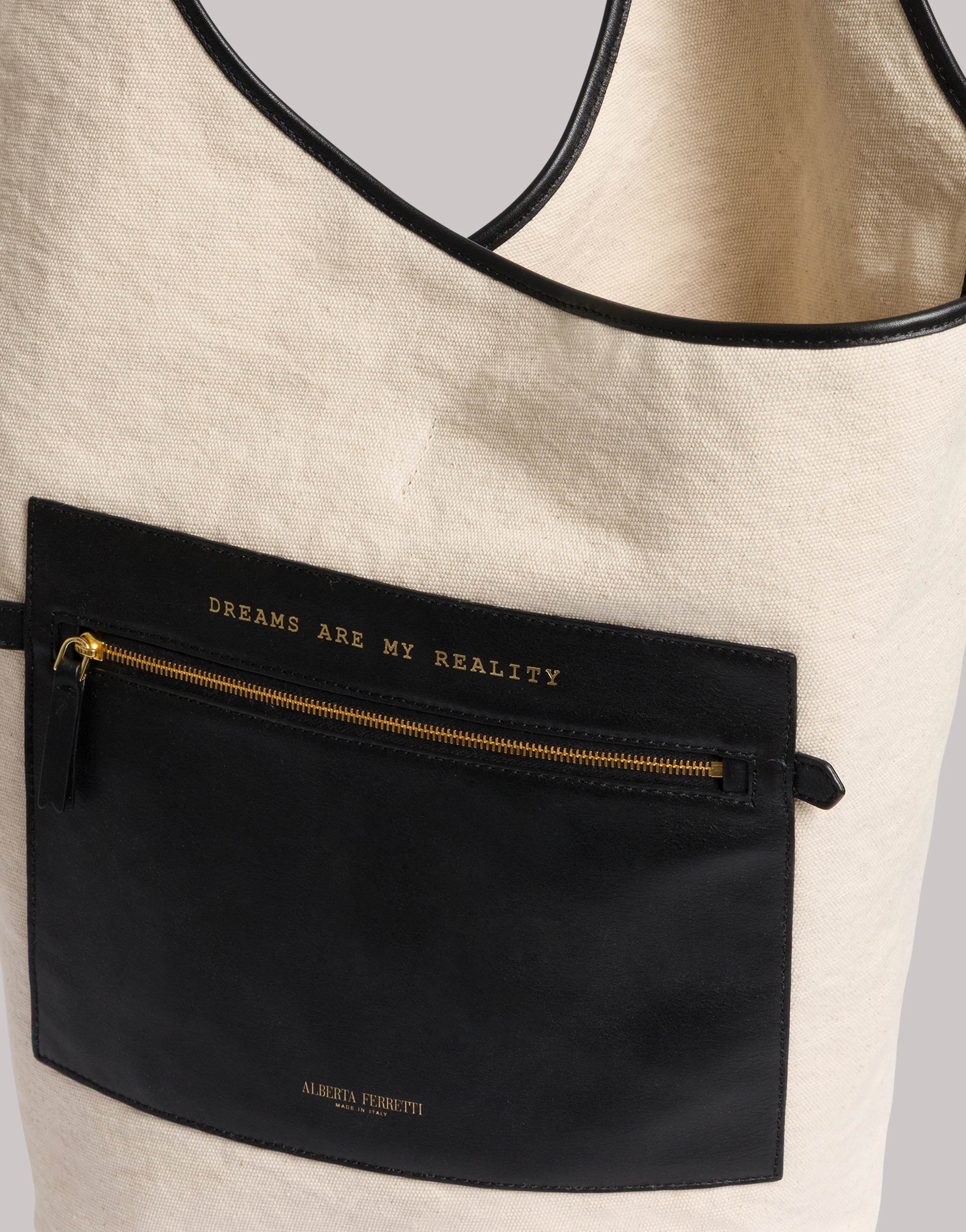 Bucket bag in cotone con dettagli a contrasto - Image 4