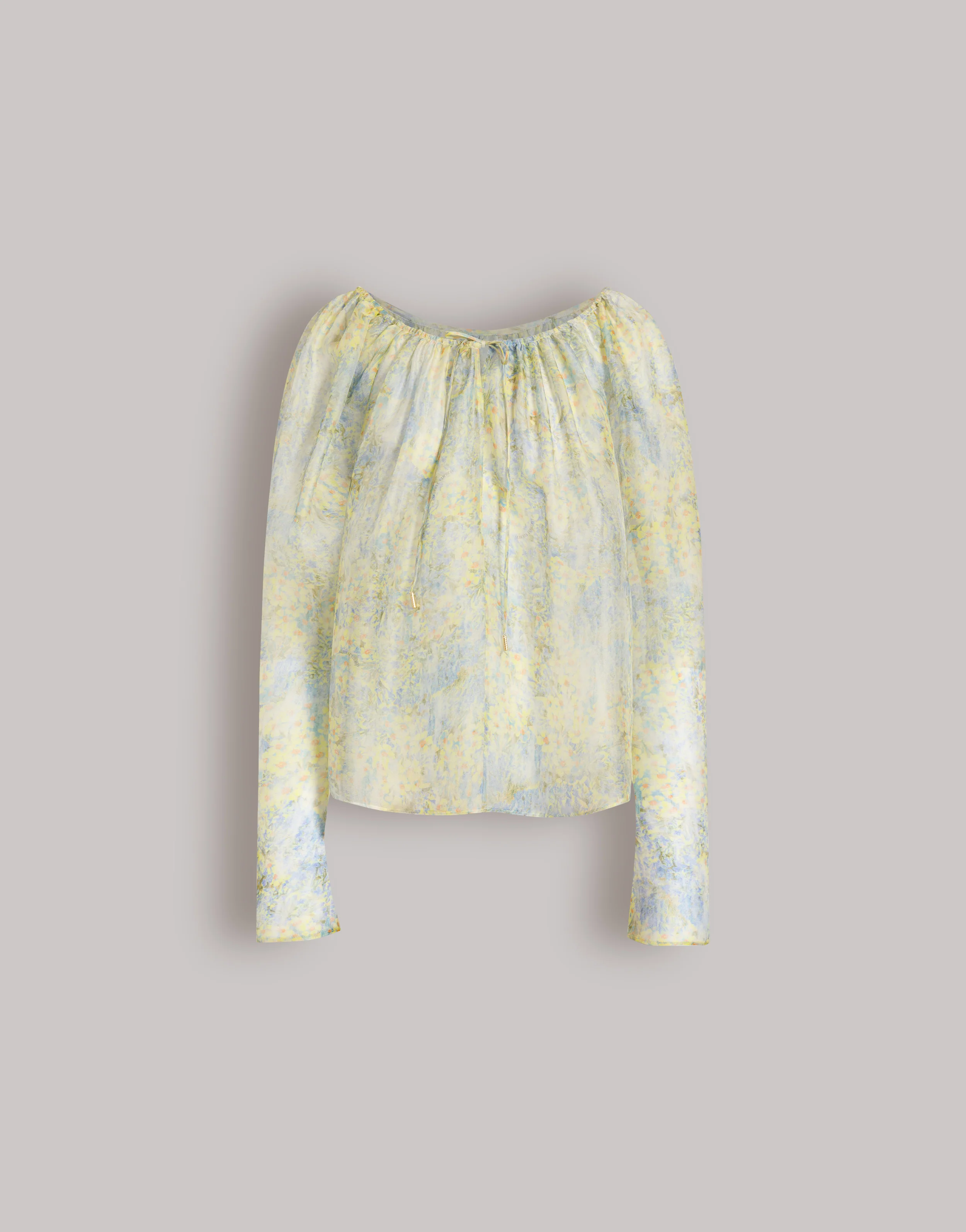 Camicetta in organza di seta con stampa floreale