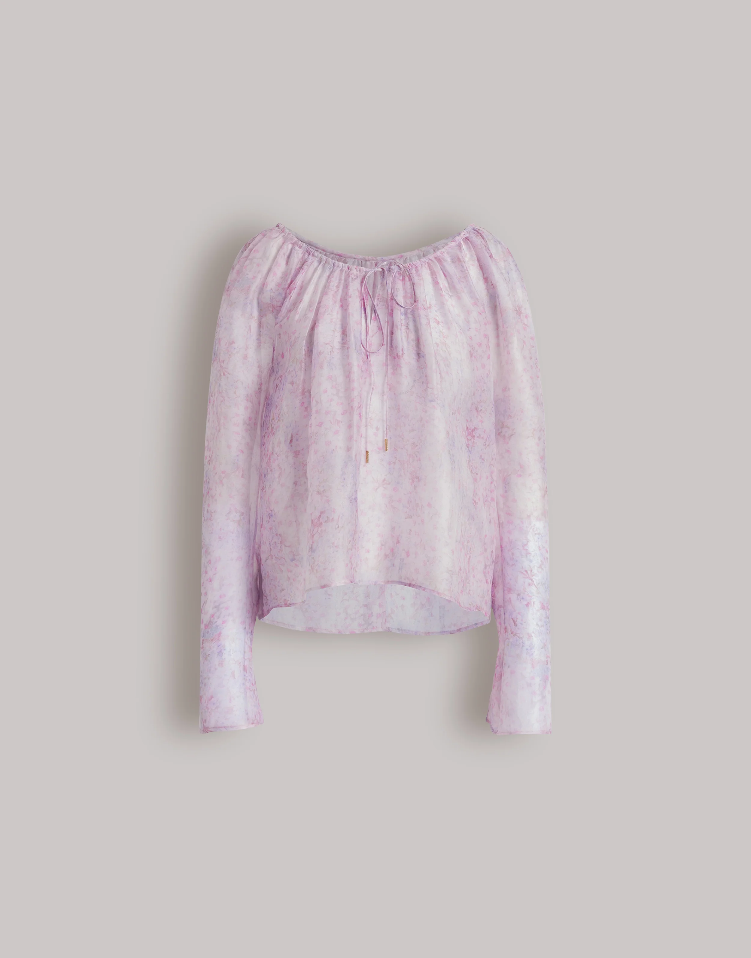 Camicetta in organza di seta con stampa floreale
