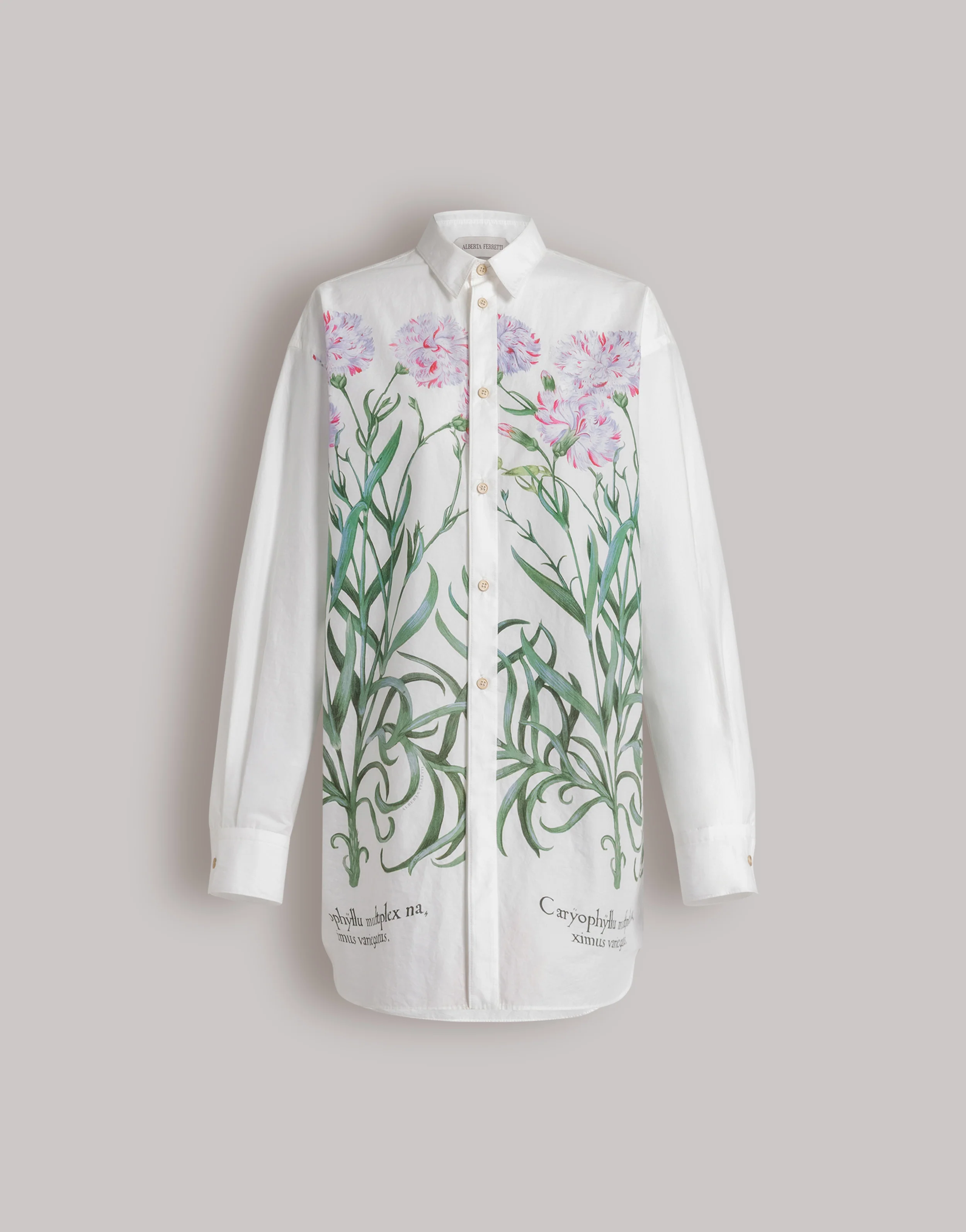 Camicia in cotone con stampa Herbarium