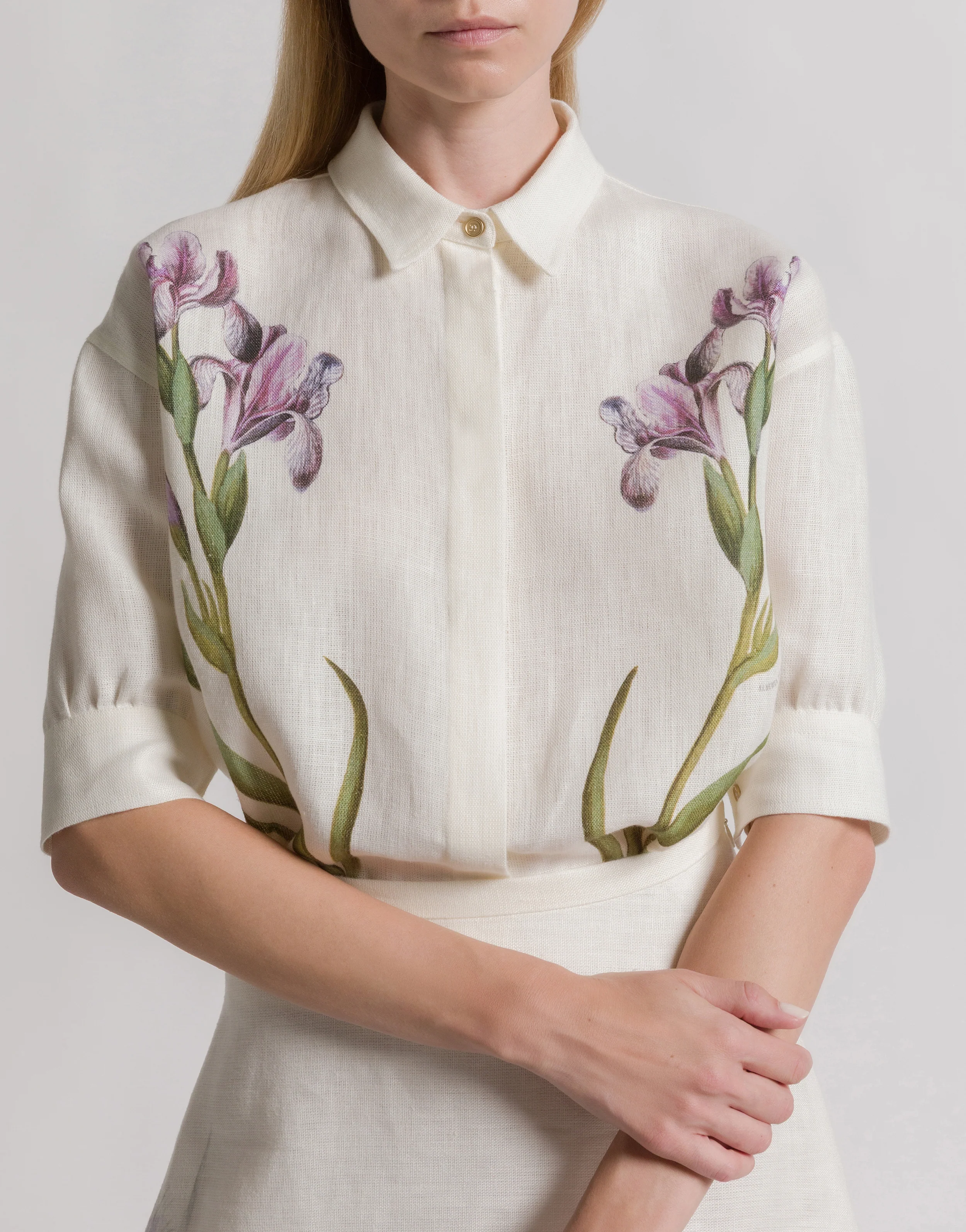 Camicia in lino con stampa floreale - Image 4