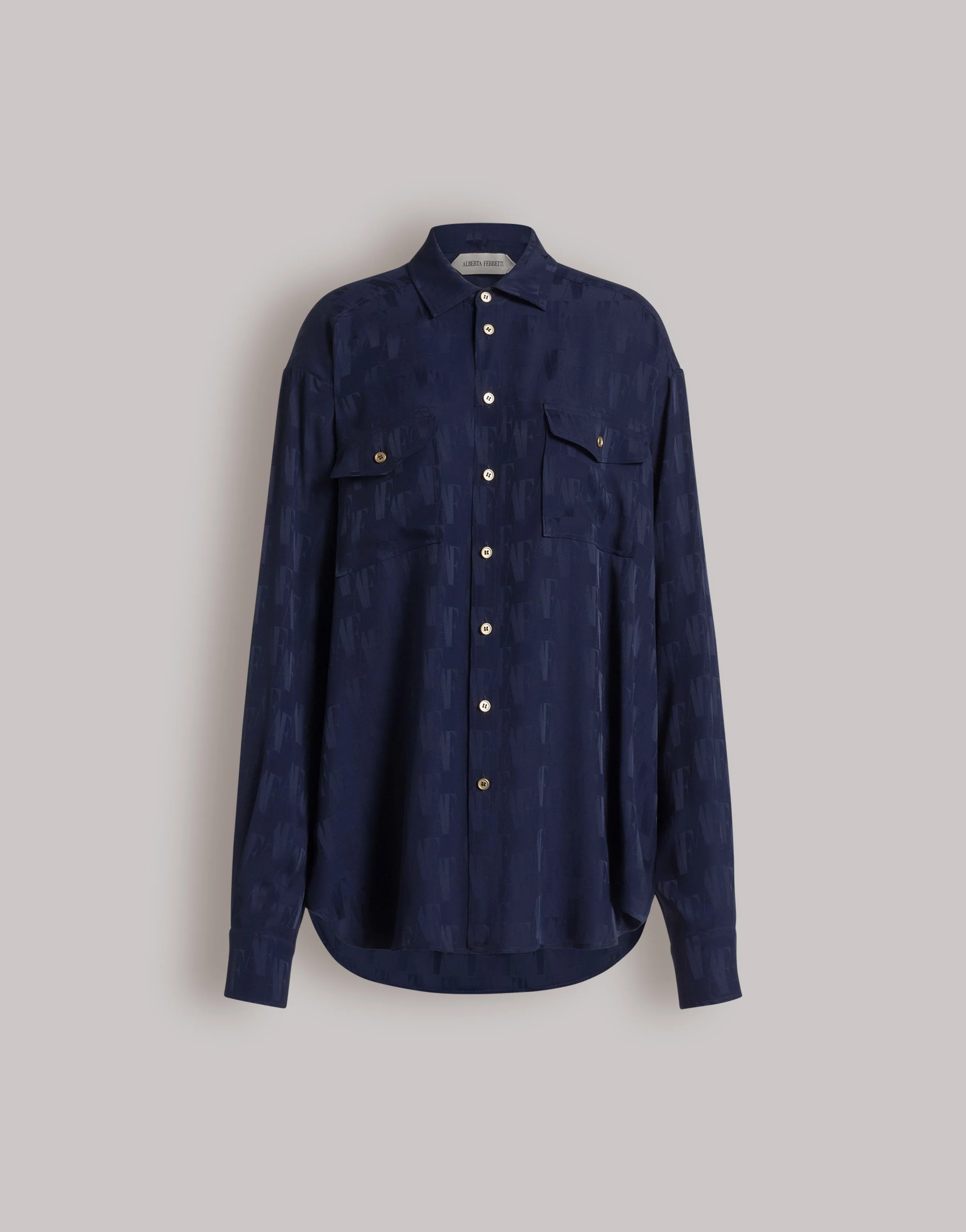 Camicia in seta con monogramma AF