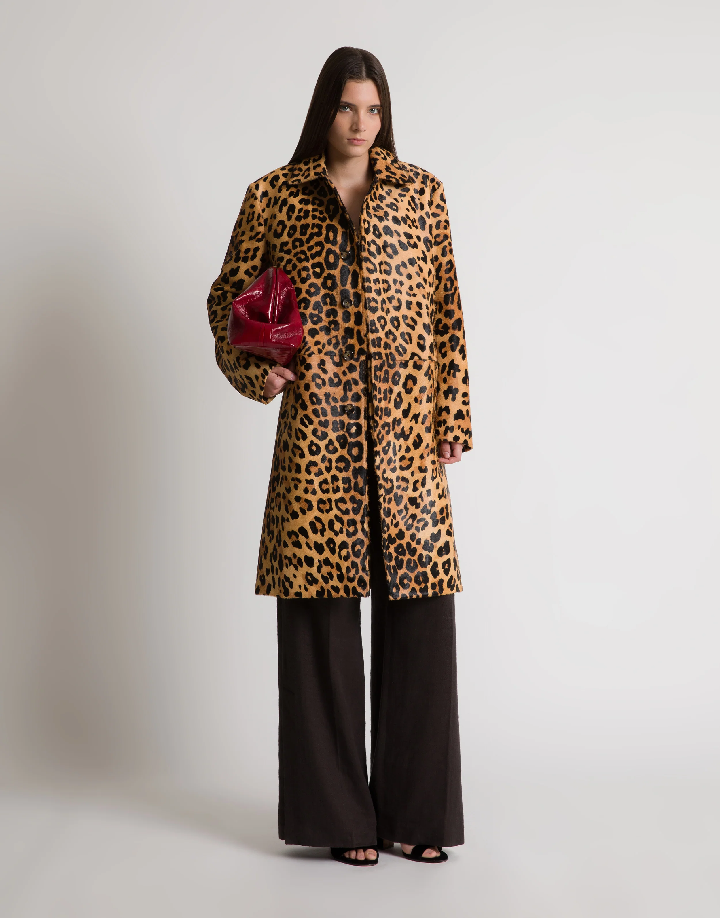 Cappotto in pelle effetto cavallino stampa leopardata - Image 2