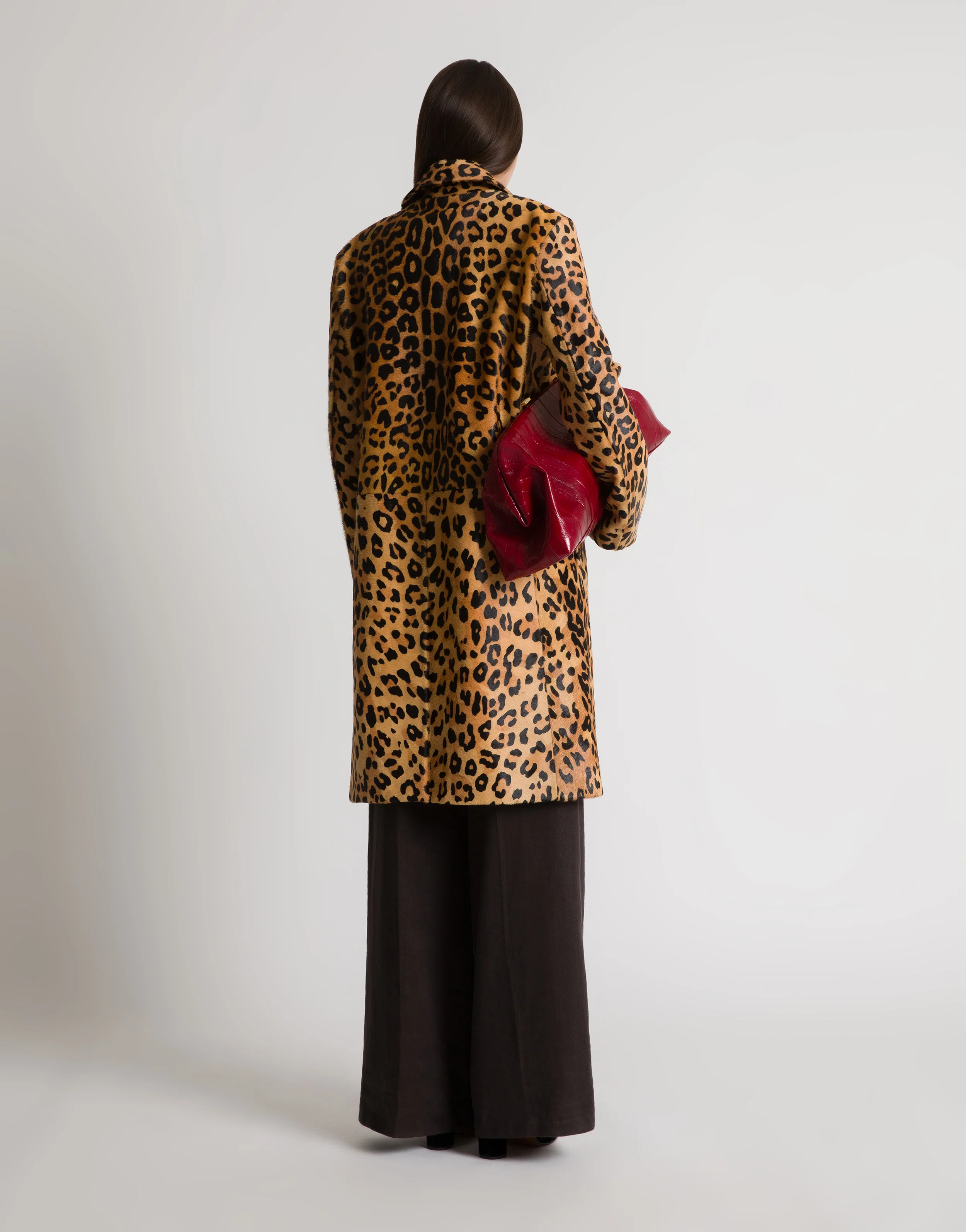 Cappotto in pelle effetto cavallino stampa leopardata - Image 3