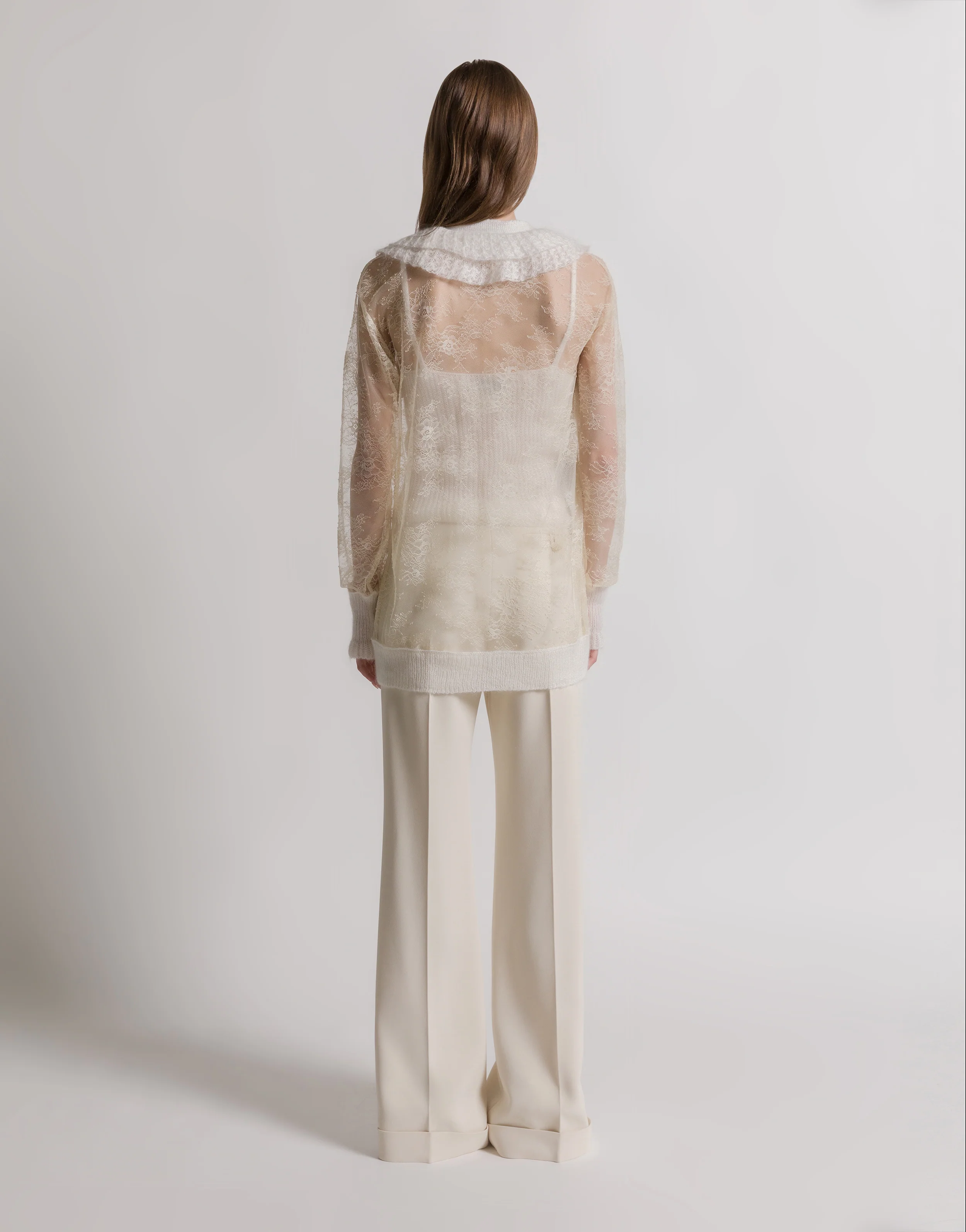 Cardigan in pizzo e mohair - Image 3