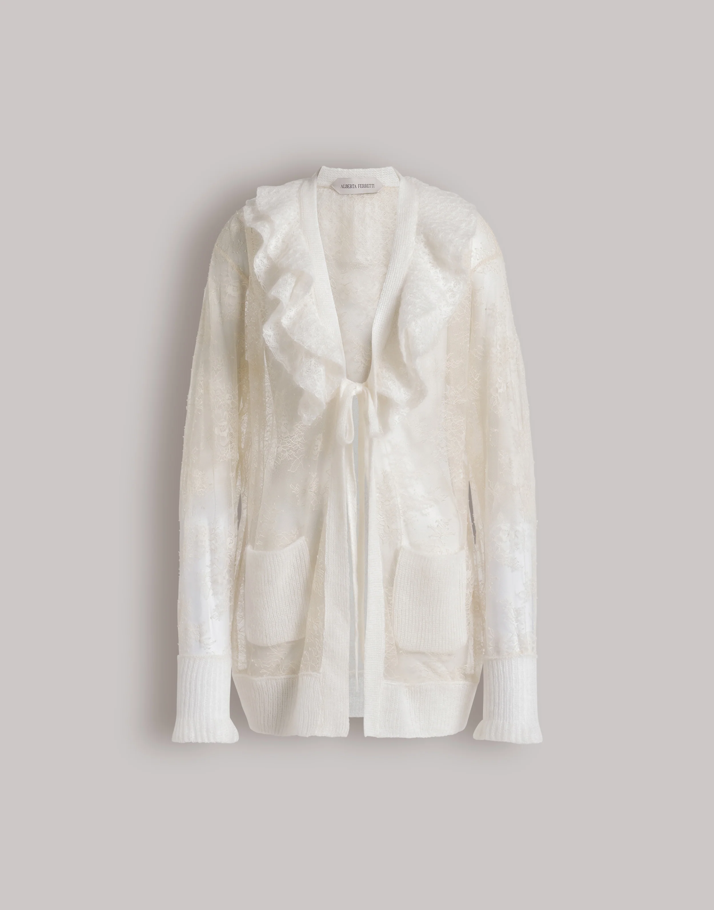 Cardigan in pizzo e mohair - Image 4