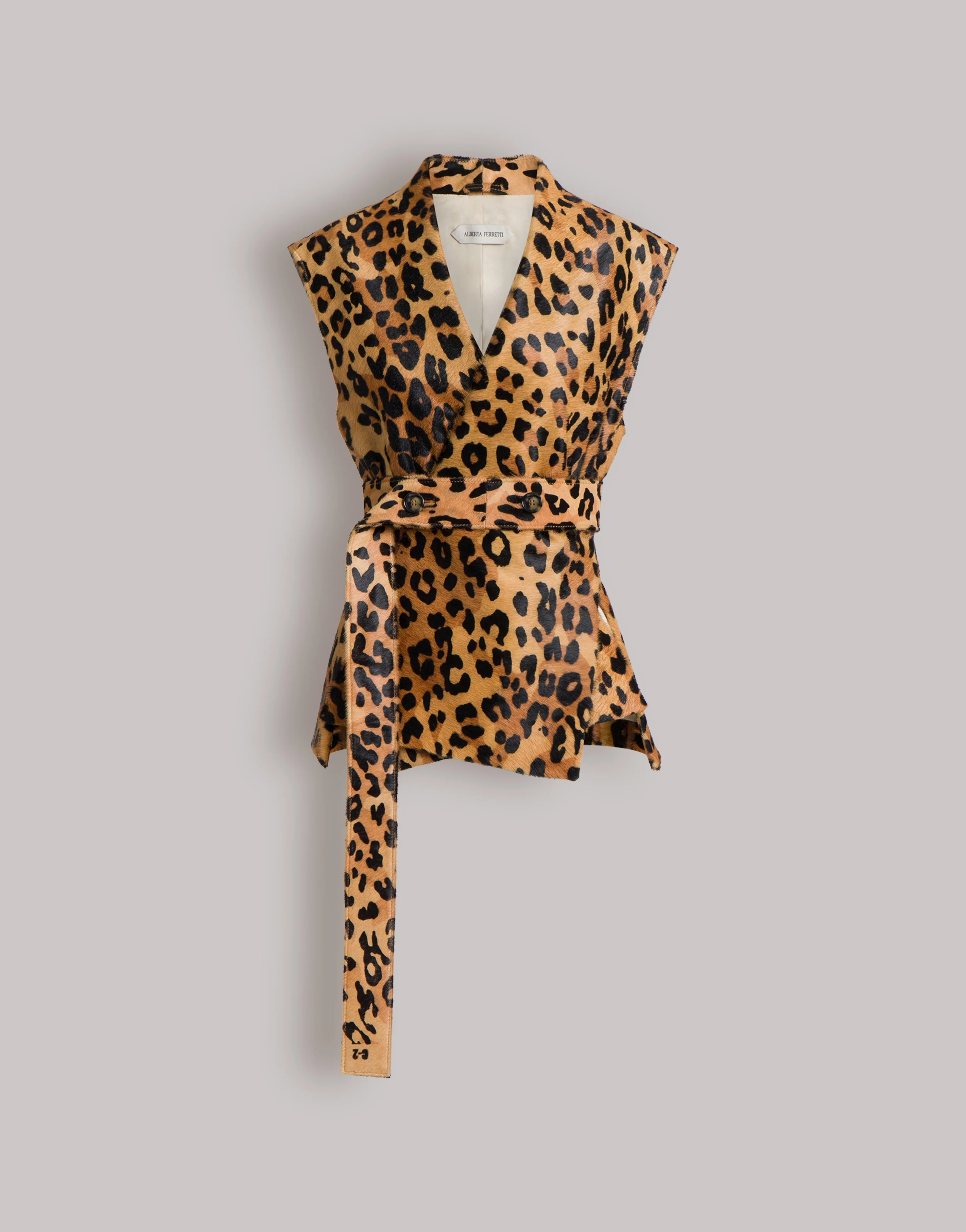Gilet in pelle cavallino stampa leopardo