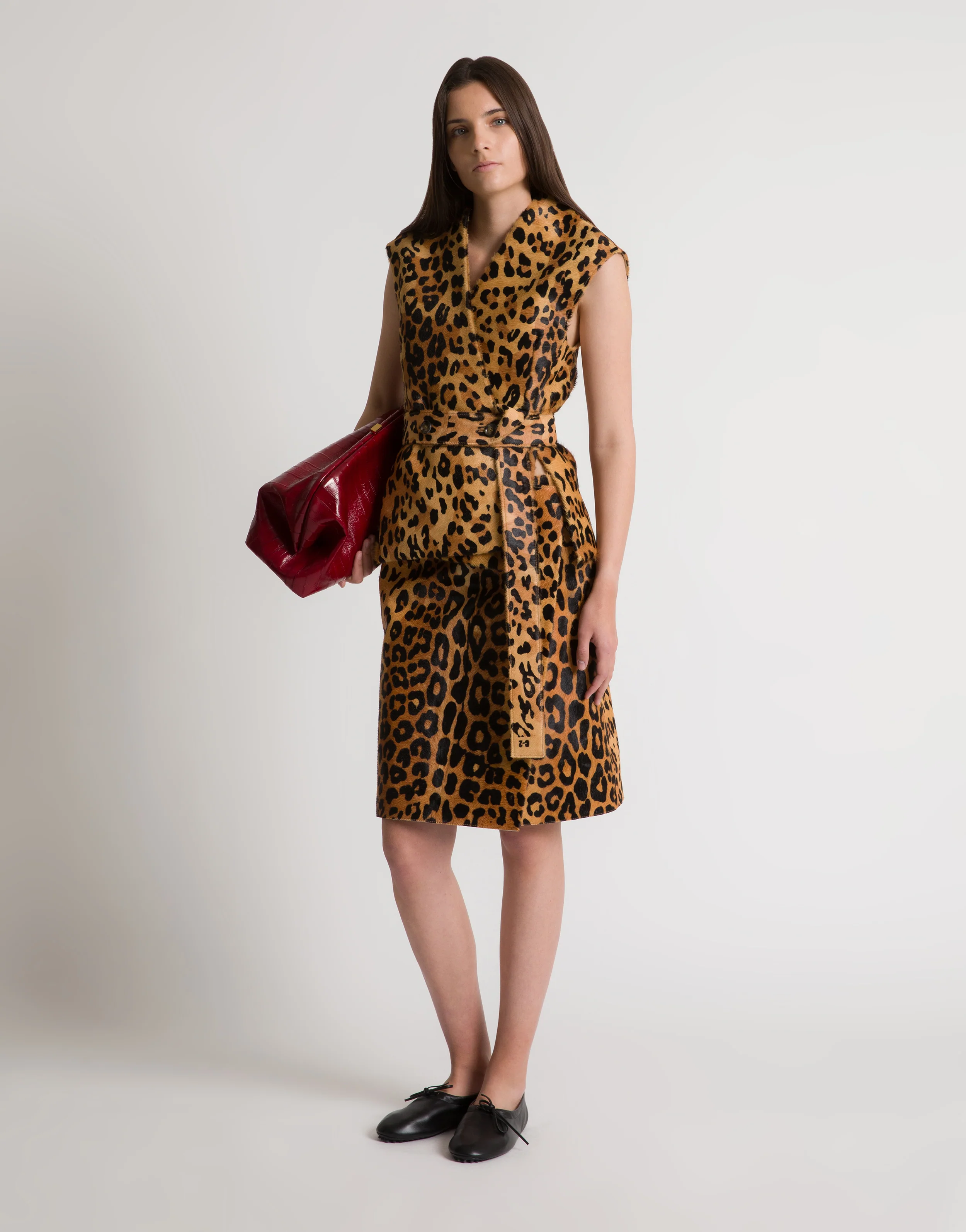 Gilet in pelle cavallino stampa leopardo - Image 2