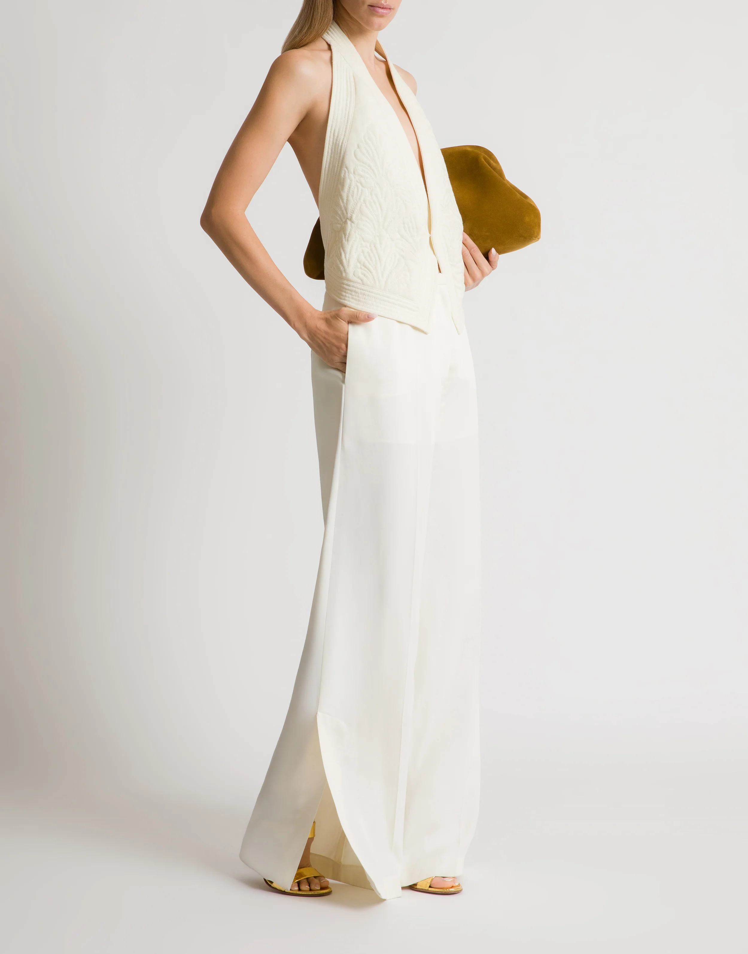 Gilet ricamato con schiena scoperta - Image 2