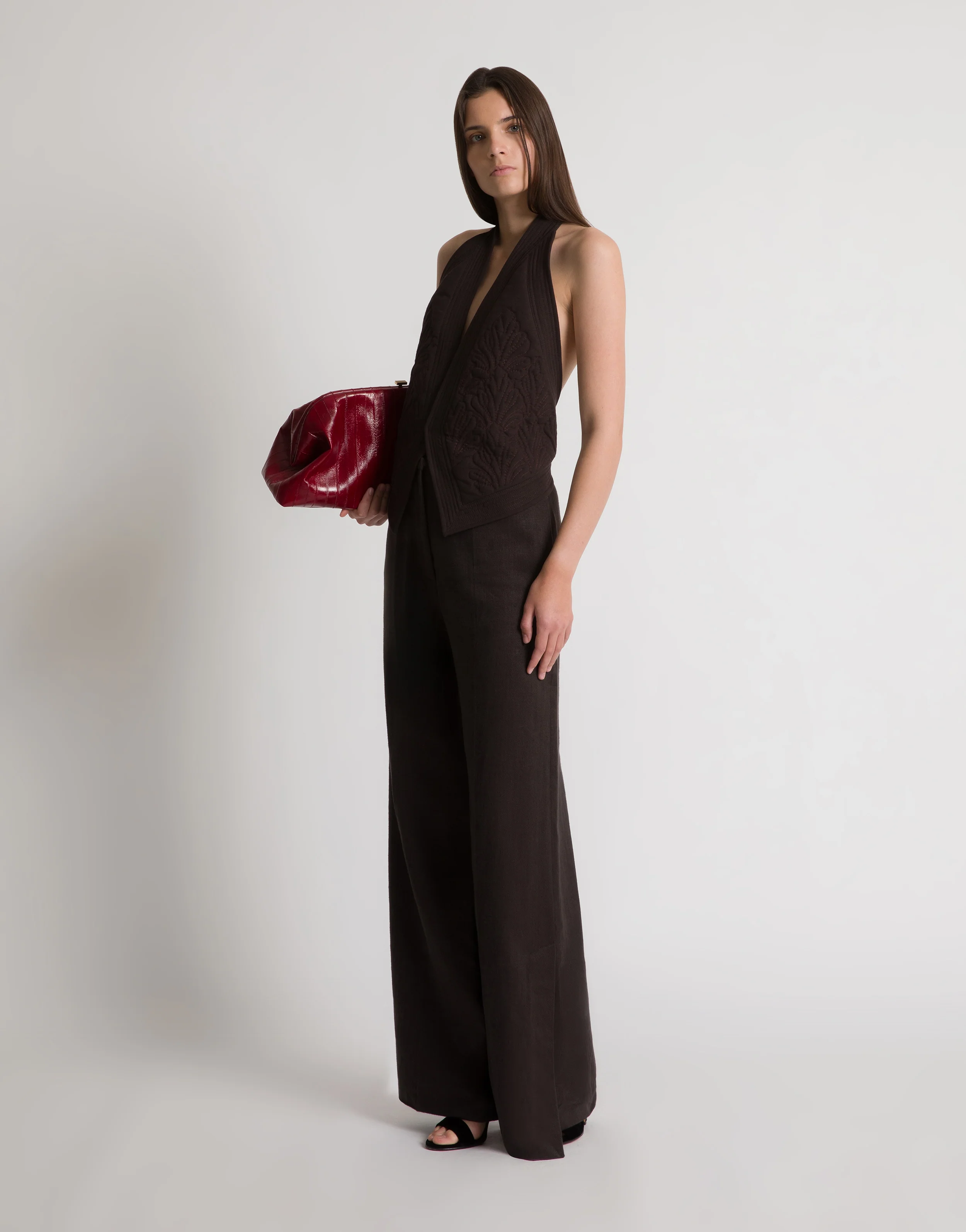 Gilet ricamato con schiena scoperta - Image 2