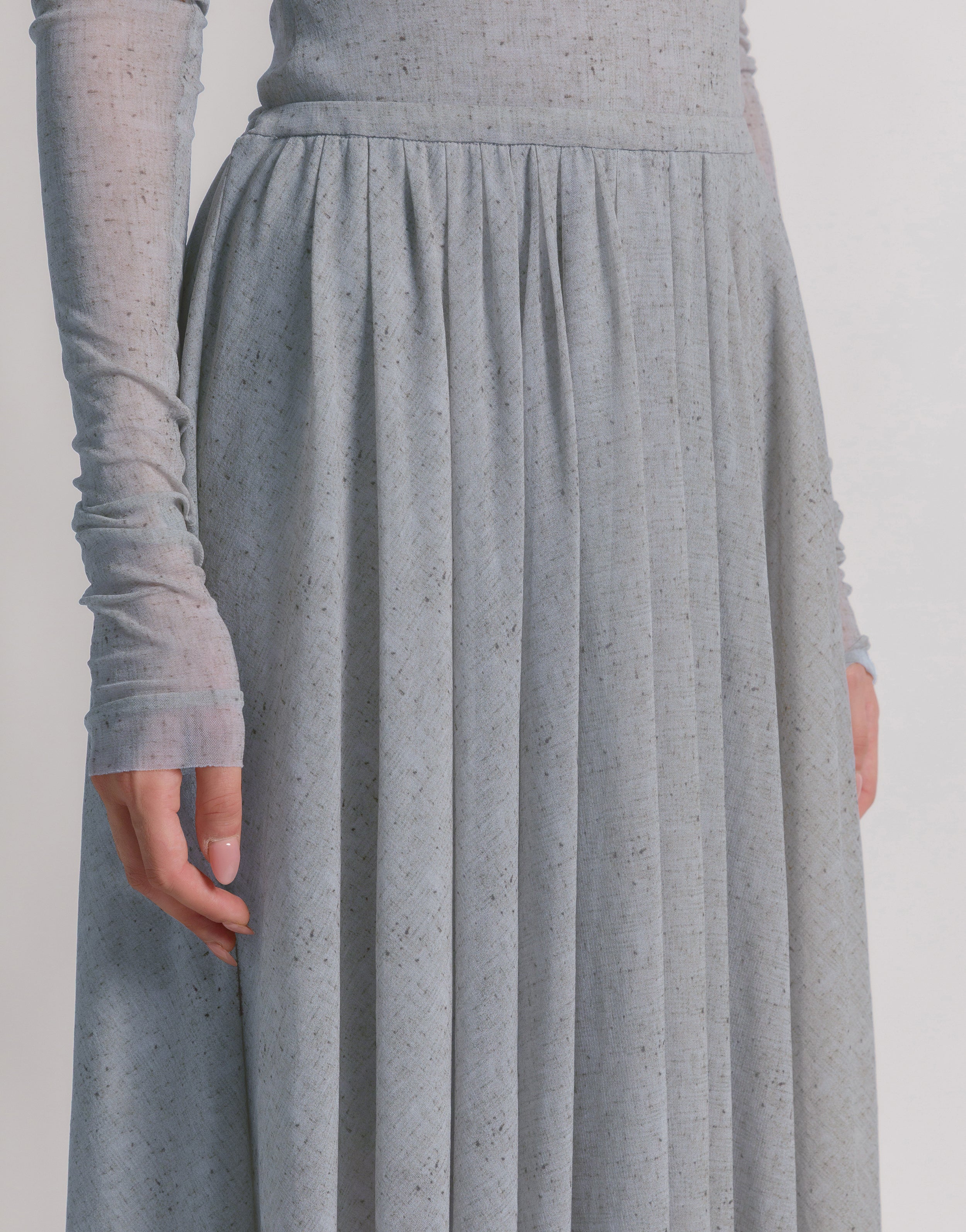 Gonna a pieghe in tulle stampato - Image 4