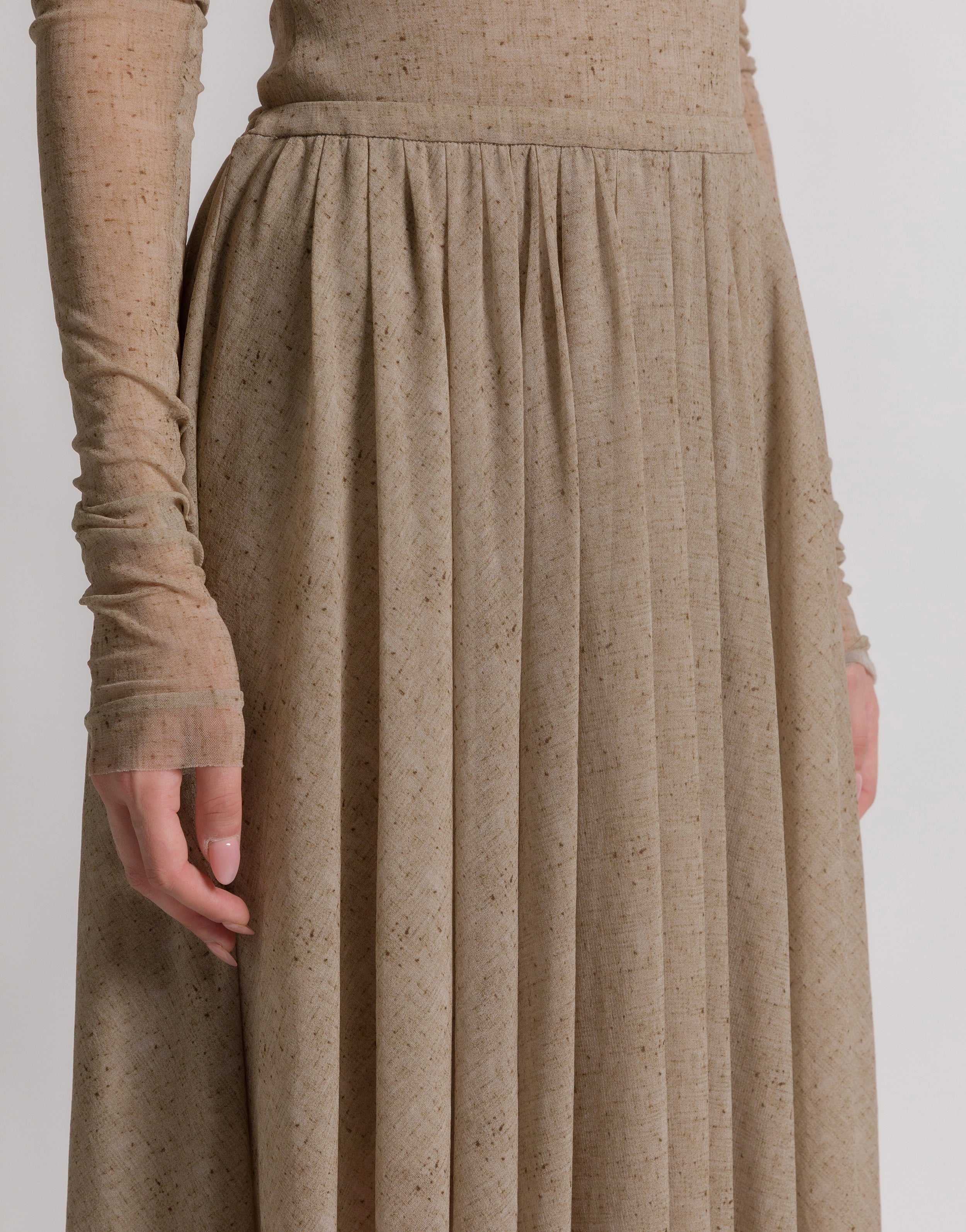 Gonna a pieghe in tulle stampato - Image 3