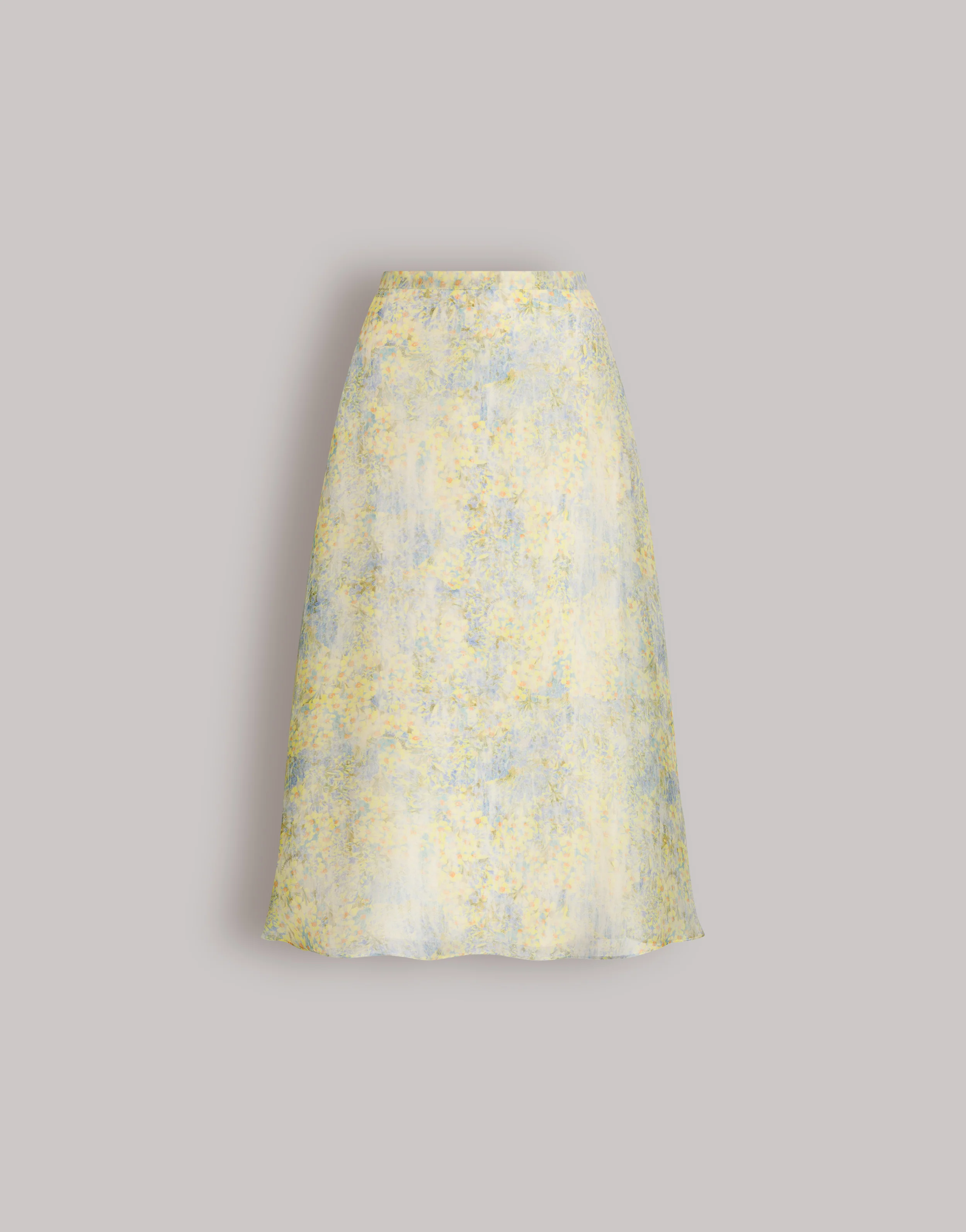 Gonna in organza di seta con stampa floreale