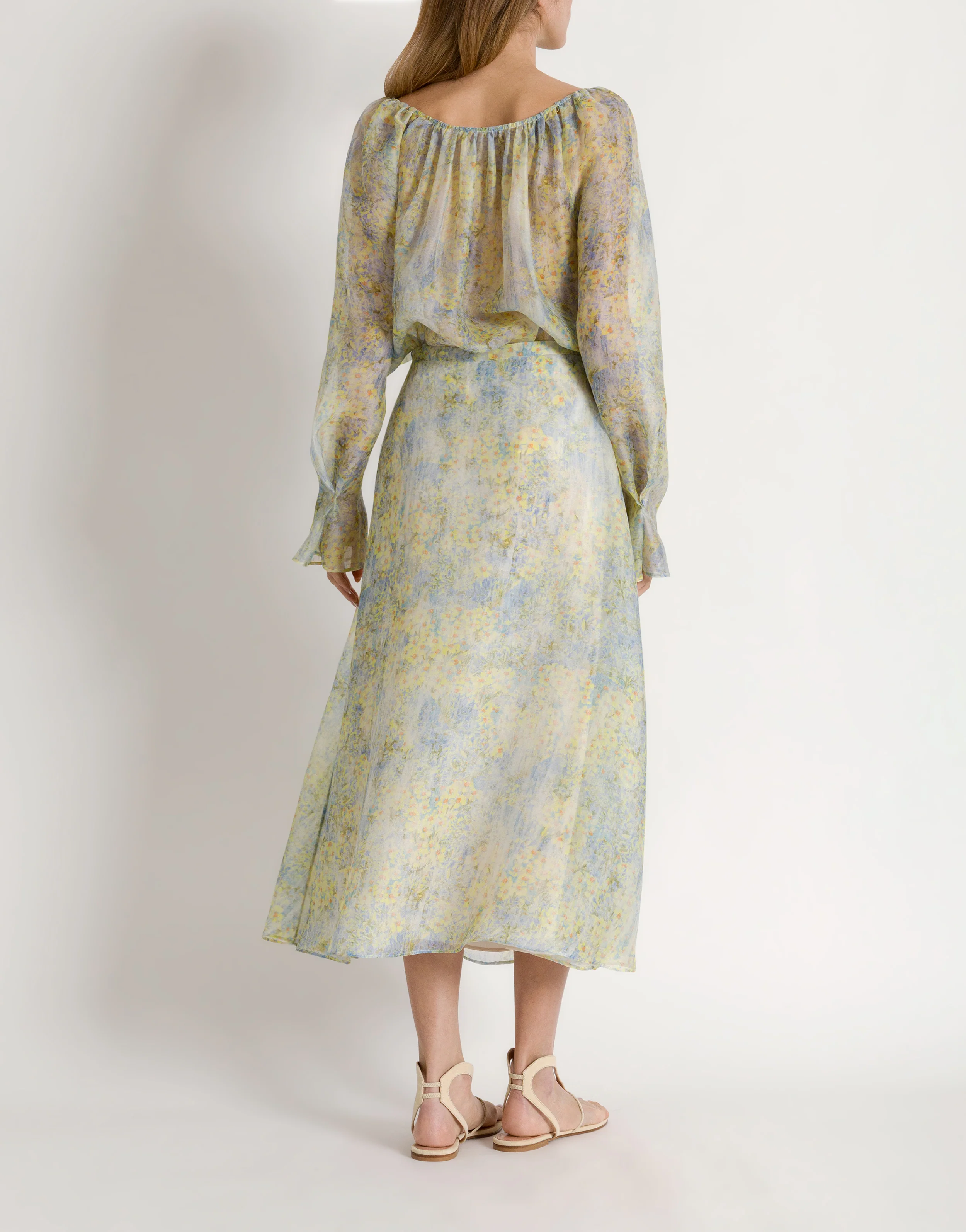 Gonna in organza di seta con stampa floreale - Image 3