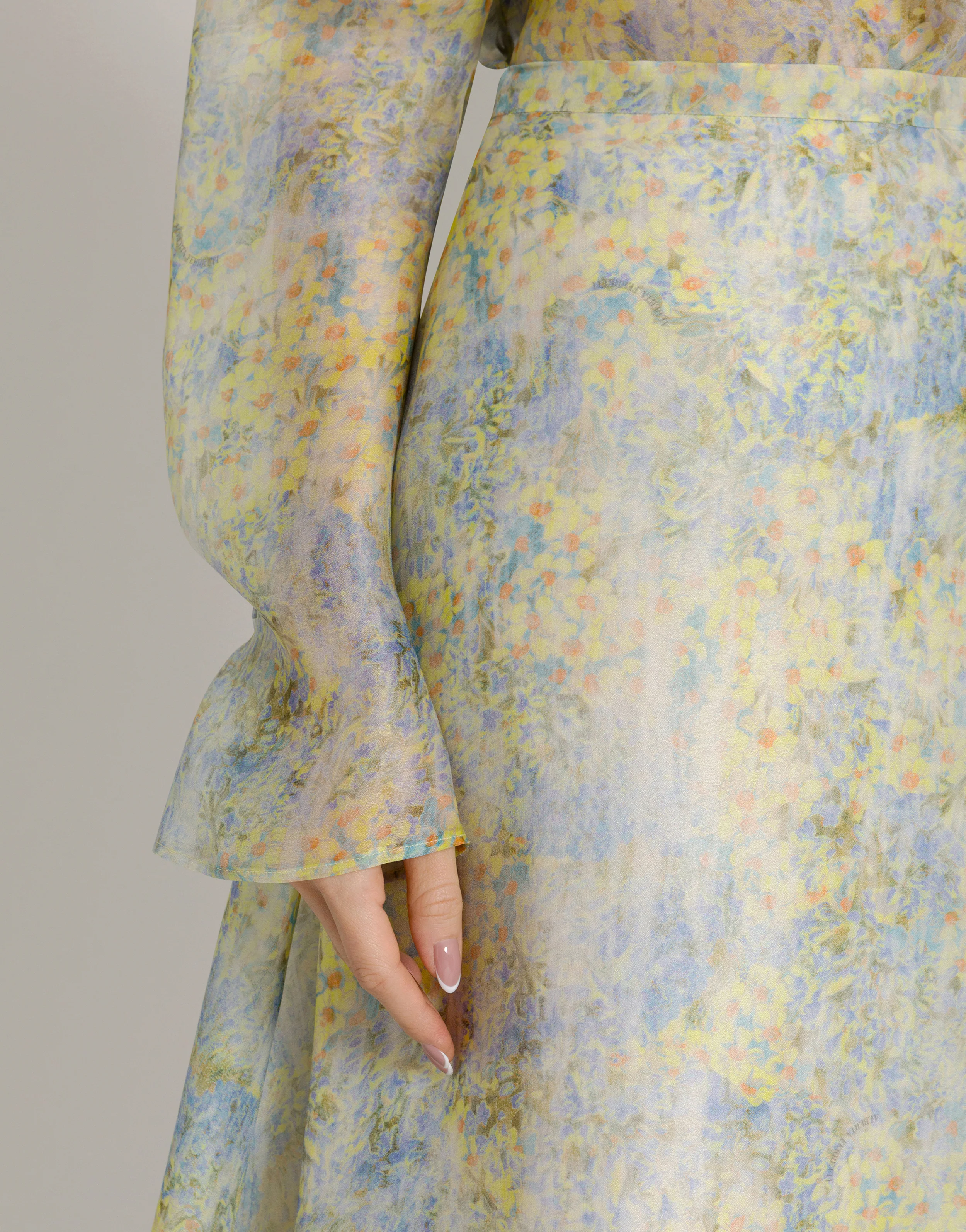 Gonna in organza di seta con stampa floreale - Image 4
