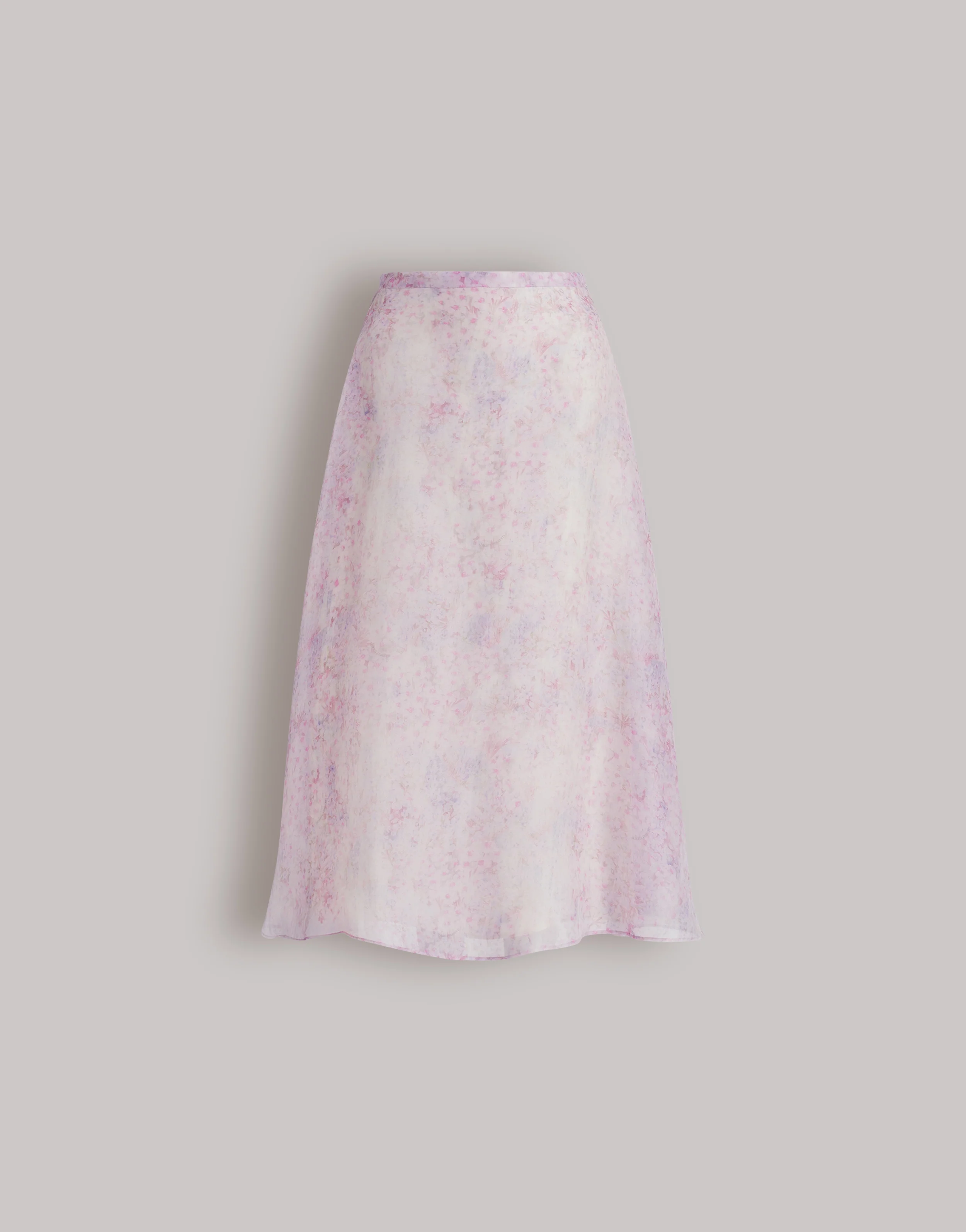 Gonna in organza di seta con stampa floreale