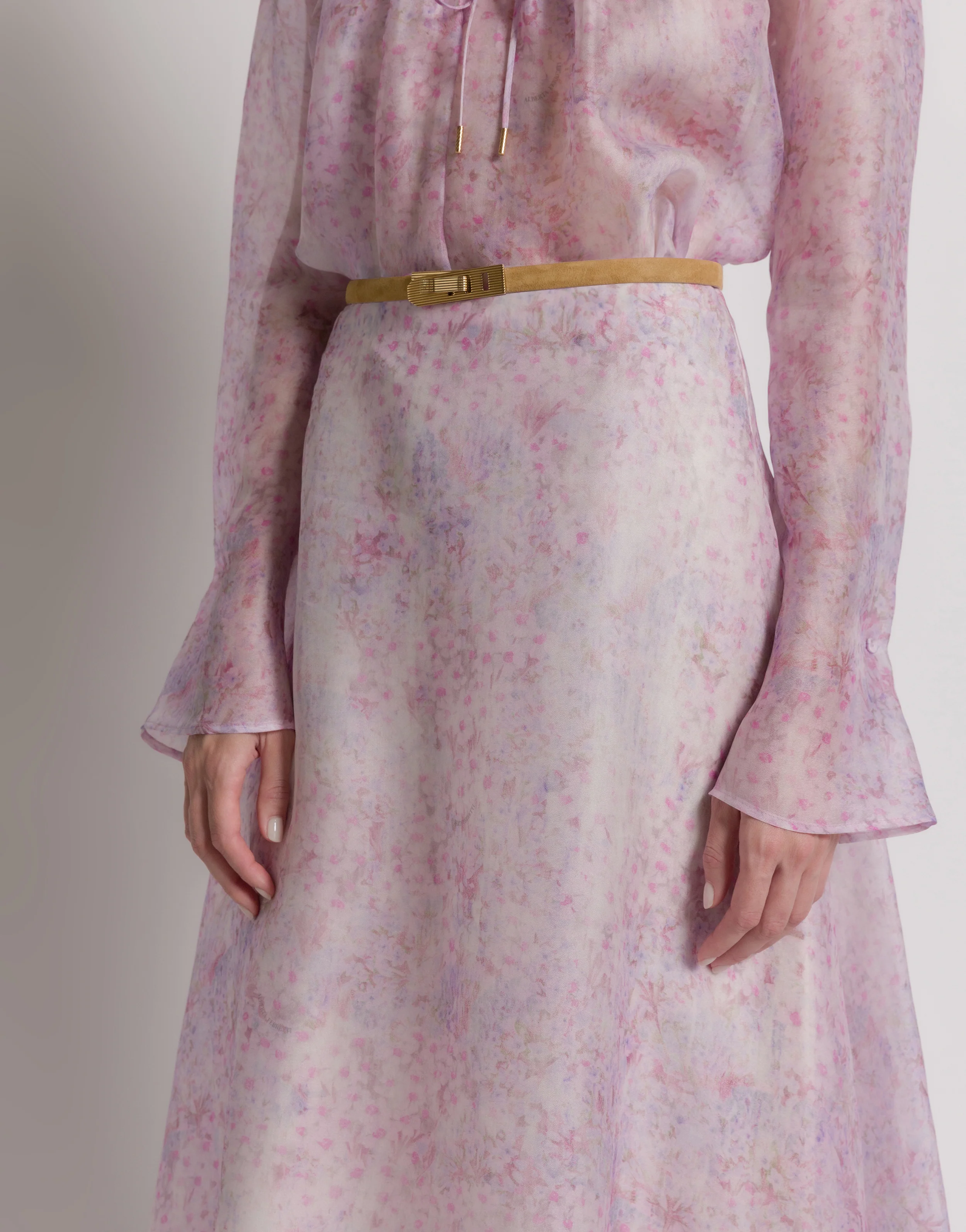 Gonna in organza di seta con stampa floreale - Image 4
