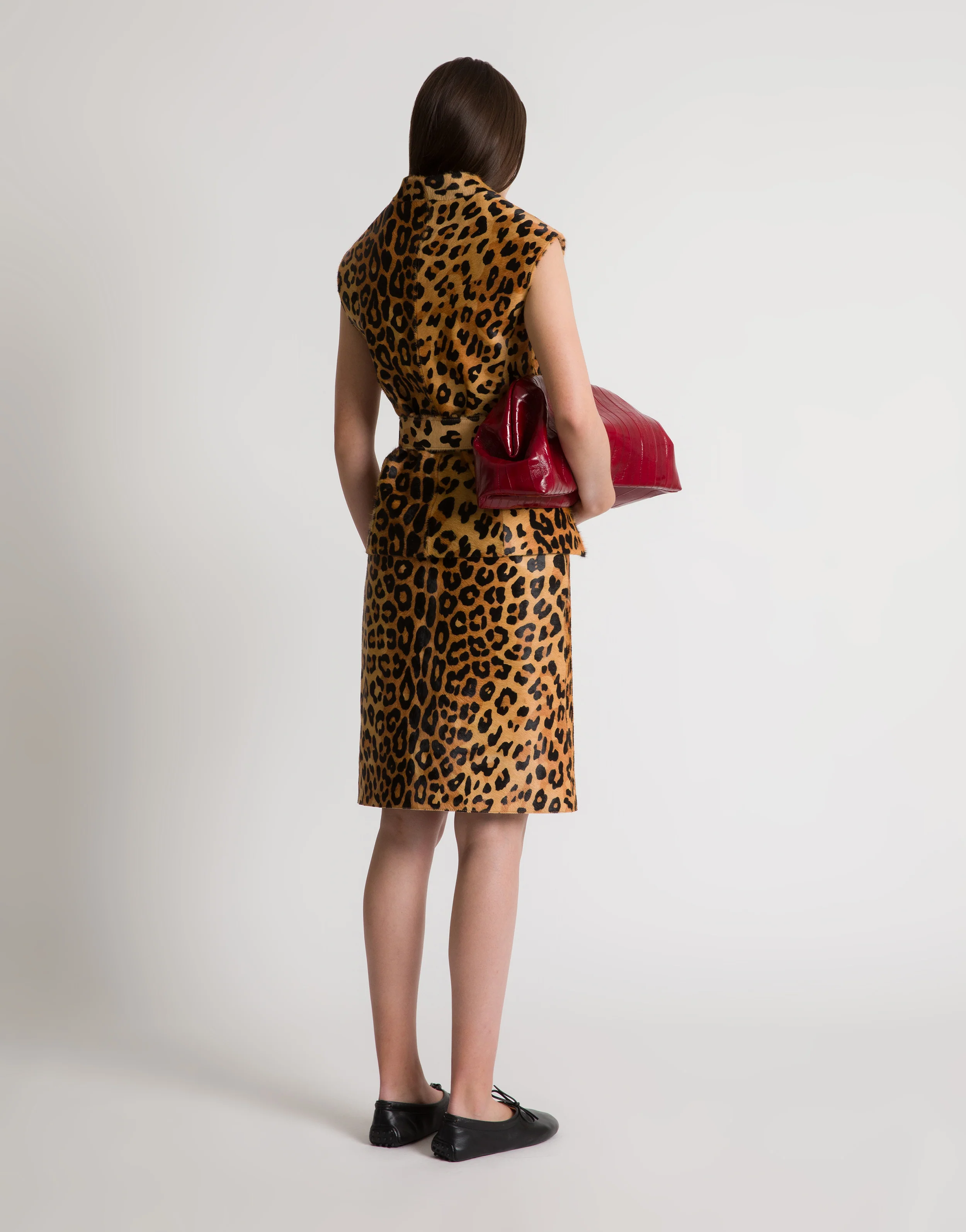 Gonna in pelle cavallino stampa leopardo - Image 2