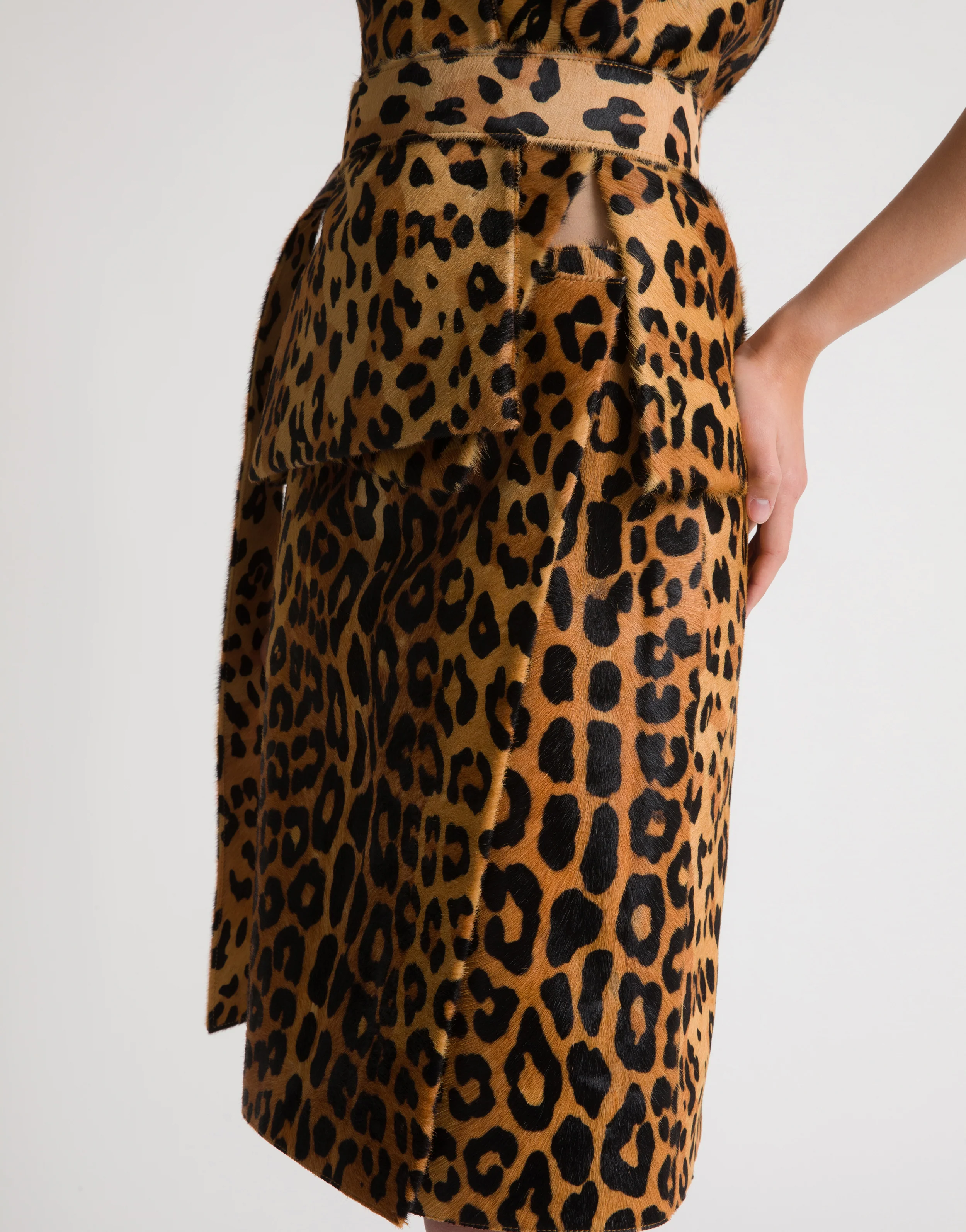 Gonna in pelle cavallino stampa leopardo - Image 3