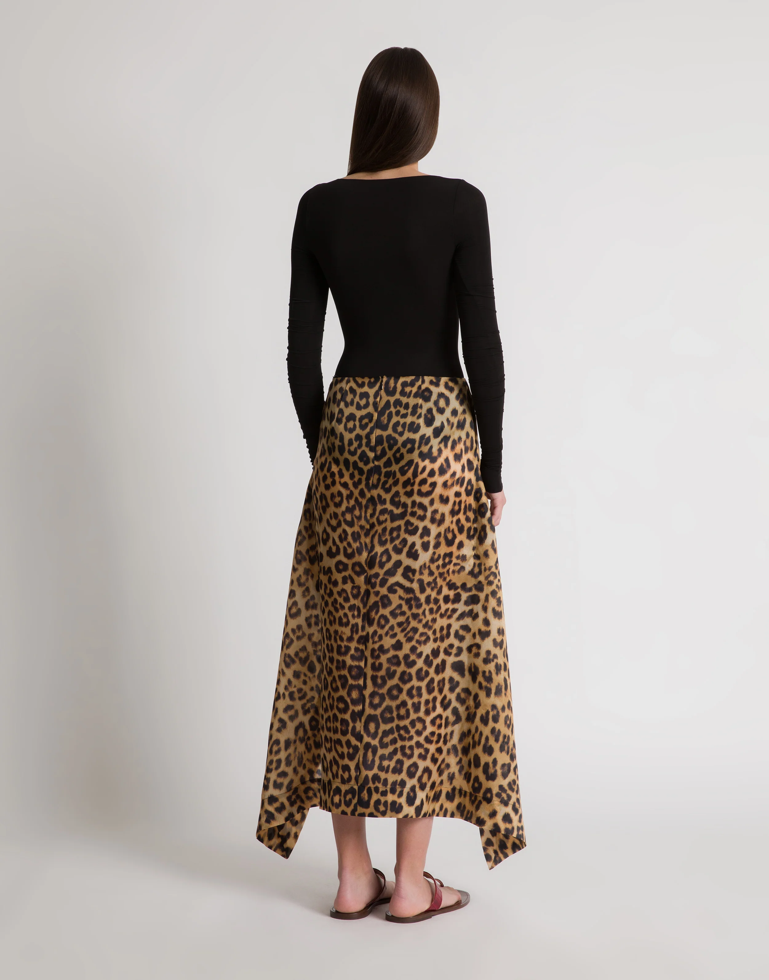 Gonna lunga in seta con stampa leopardata - Image 2