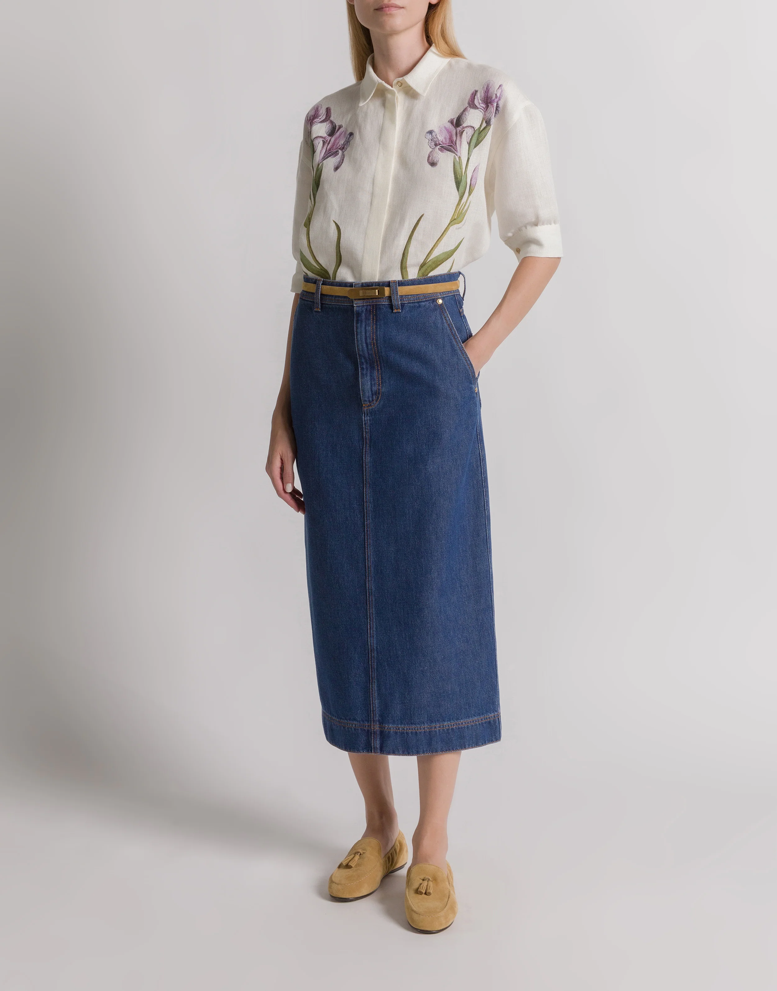 Gonna midi in denim - Image 2