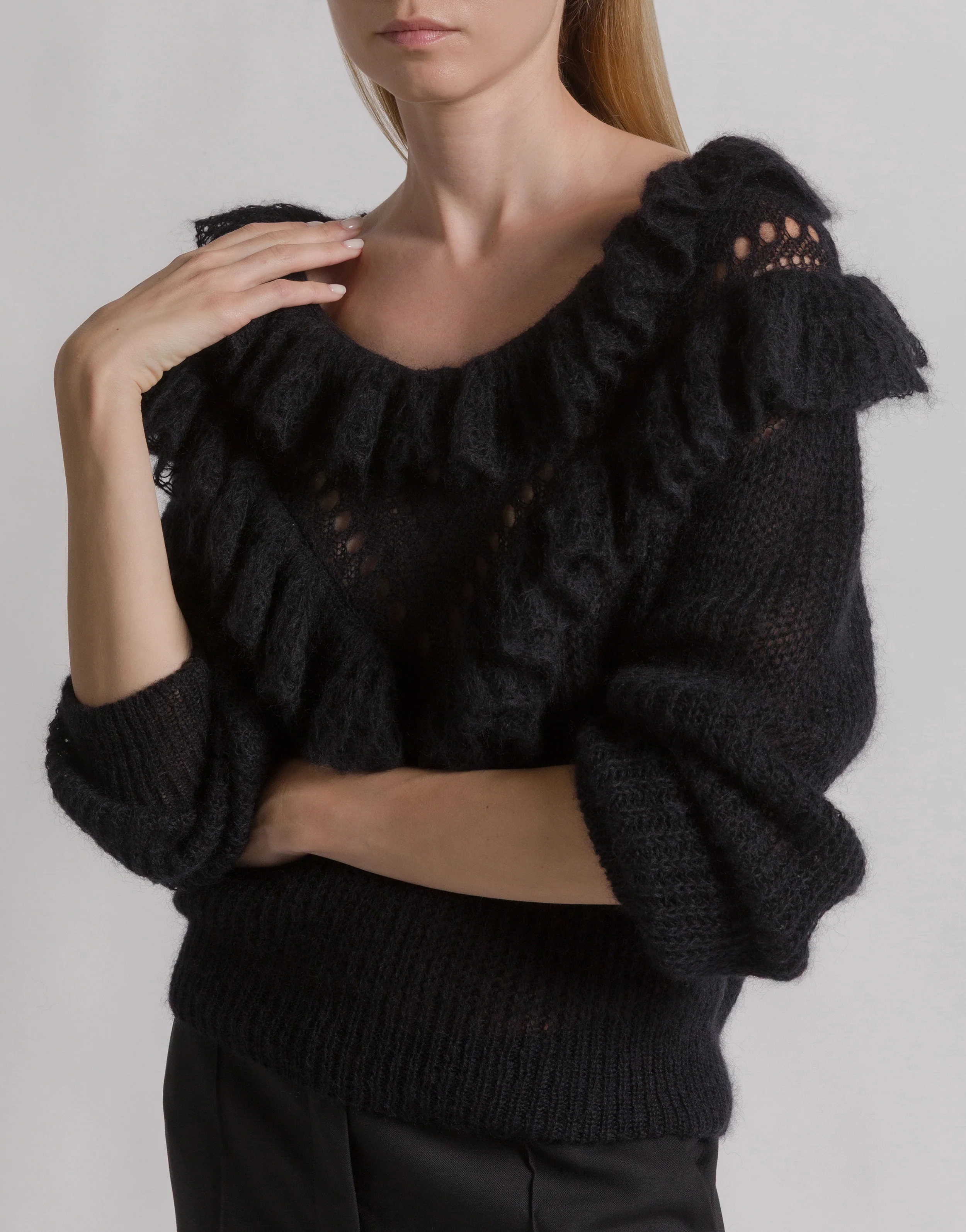 Maglione con volant in lana merino - Image 4