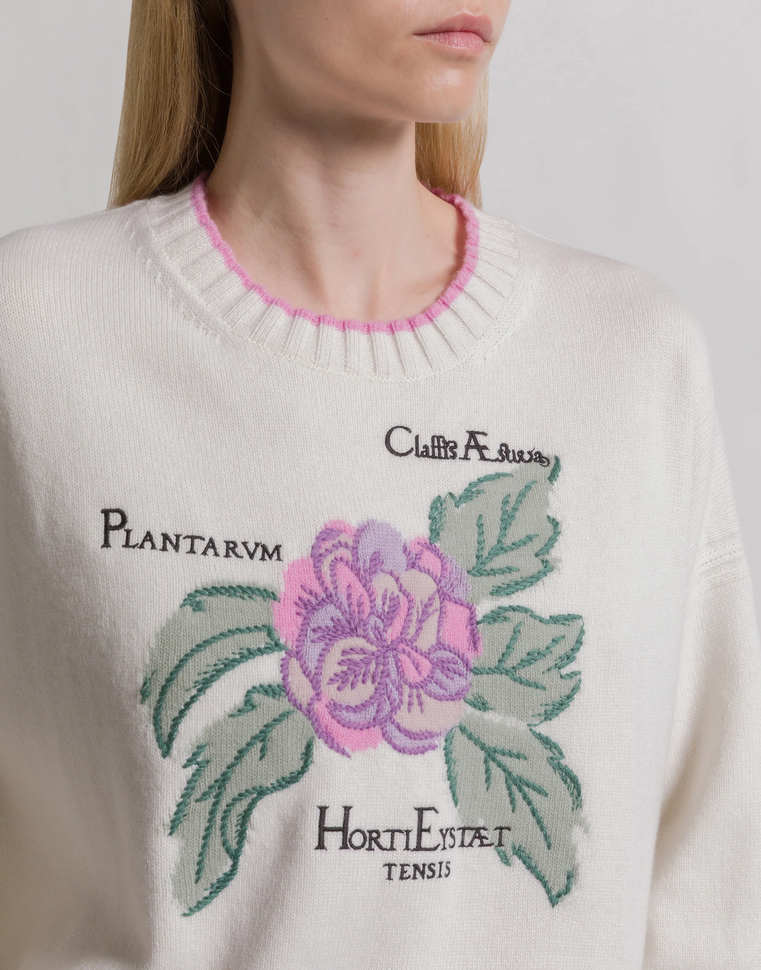 Maglione in cashmere ricamato Herbarium - Image 4