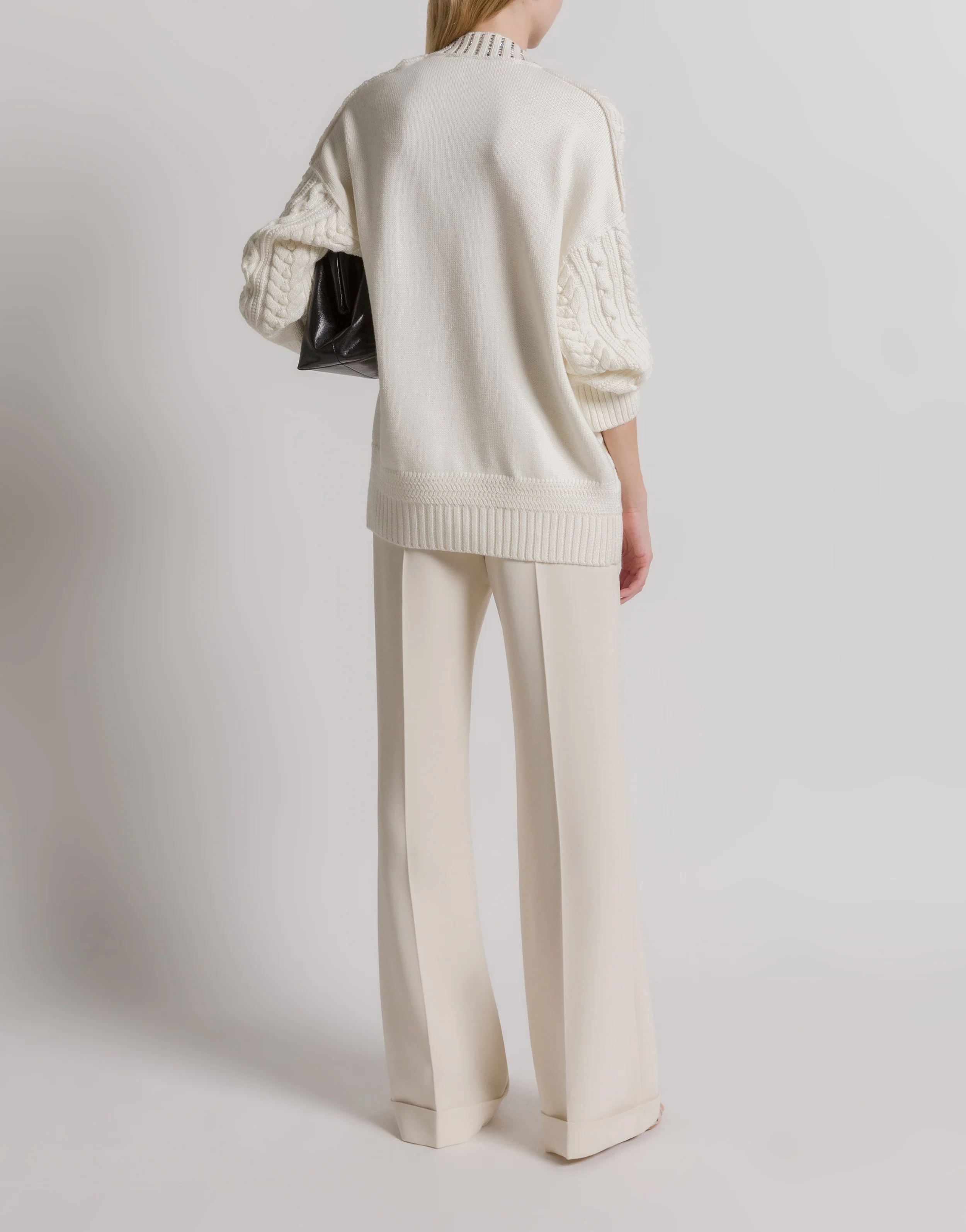 Maglione in maglia Aran con collo in paillettes - Image 3