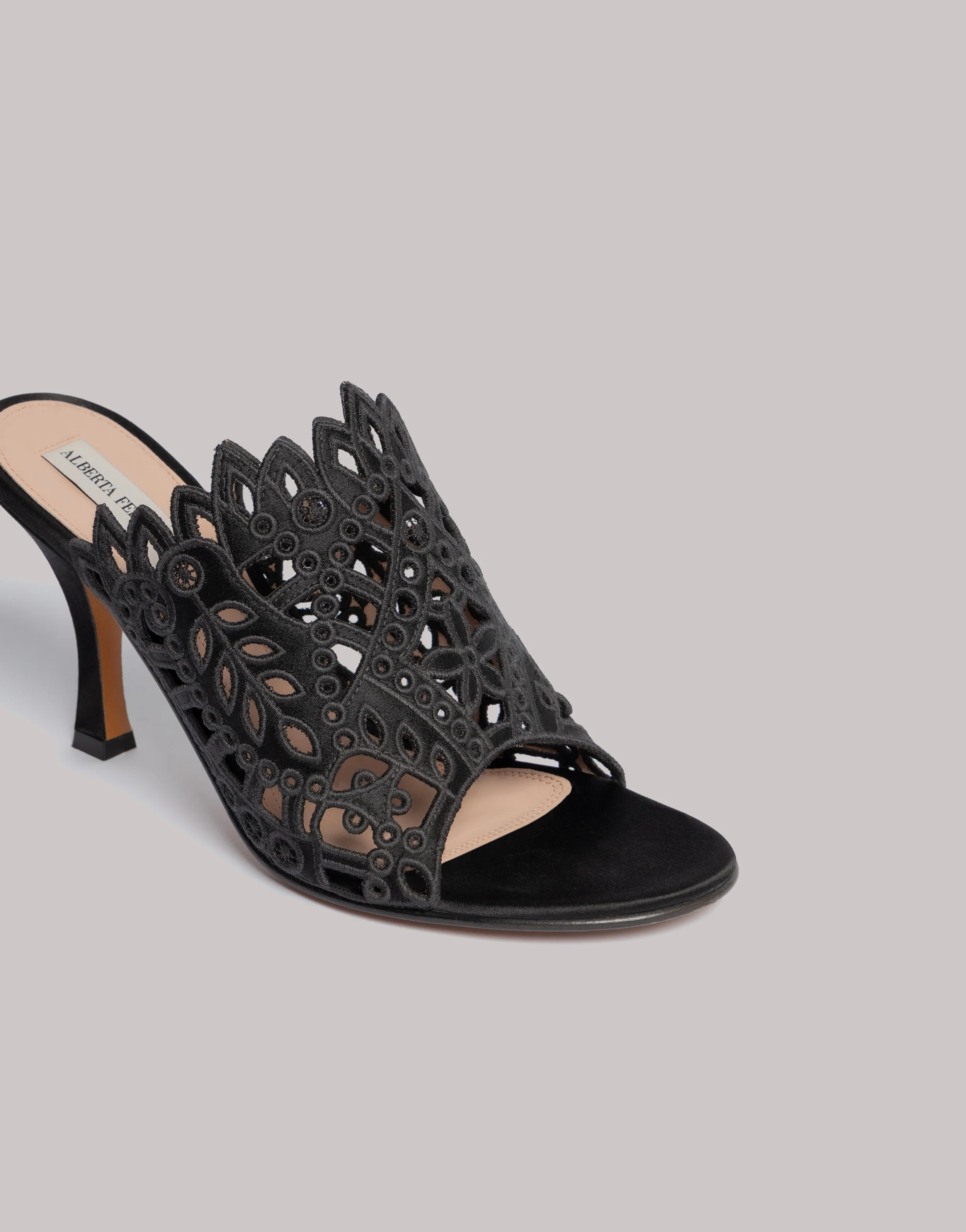 Mules in raso con broderie anglaise - Image 3