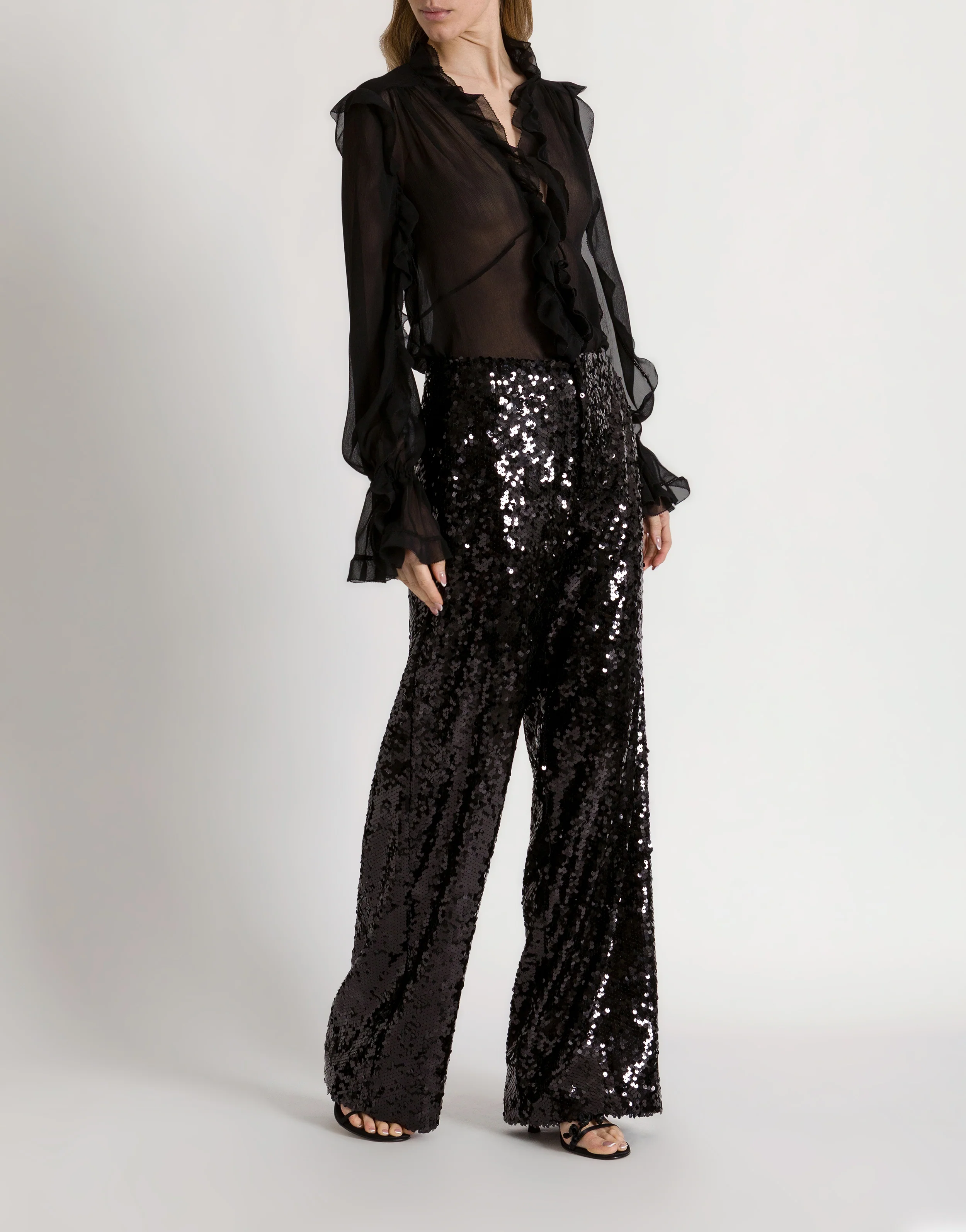 Pantaloni a gamba larga con paillettes - Image 2