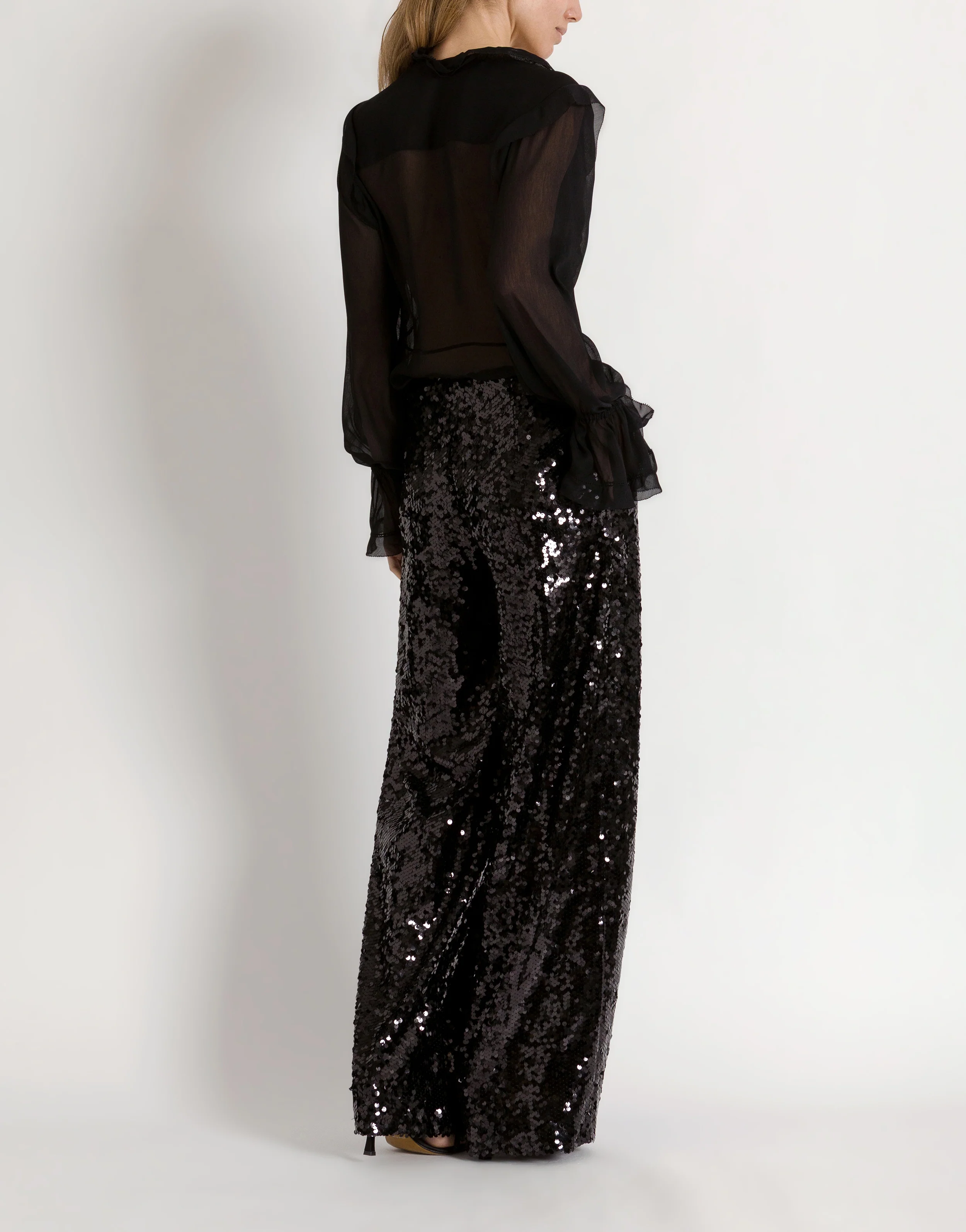 Pantaloni a gamba larga con paillettes - Image 3