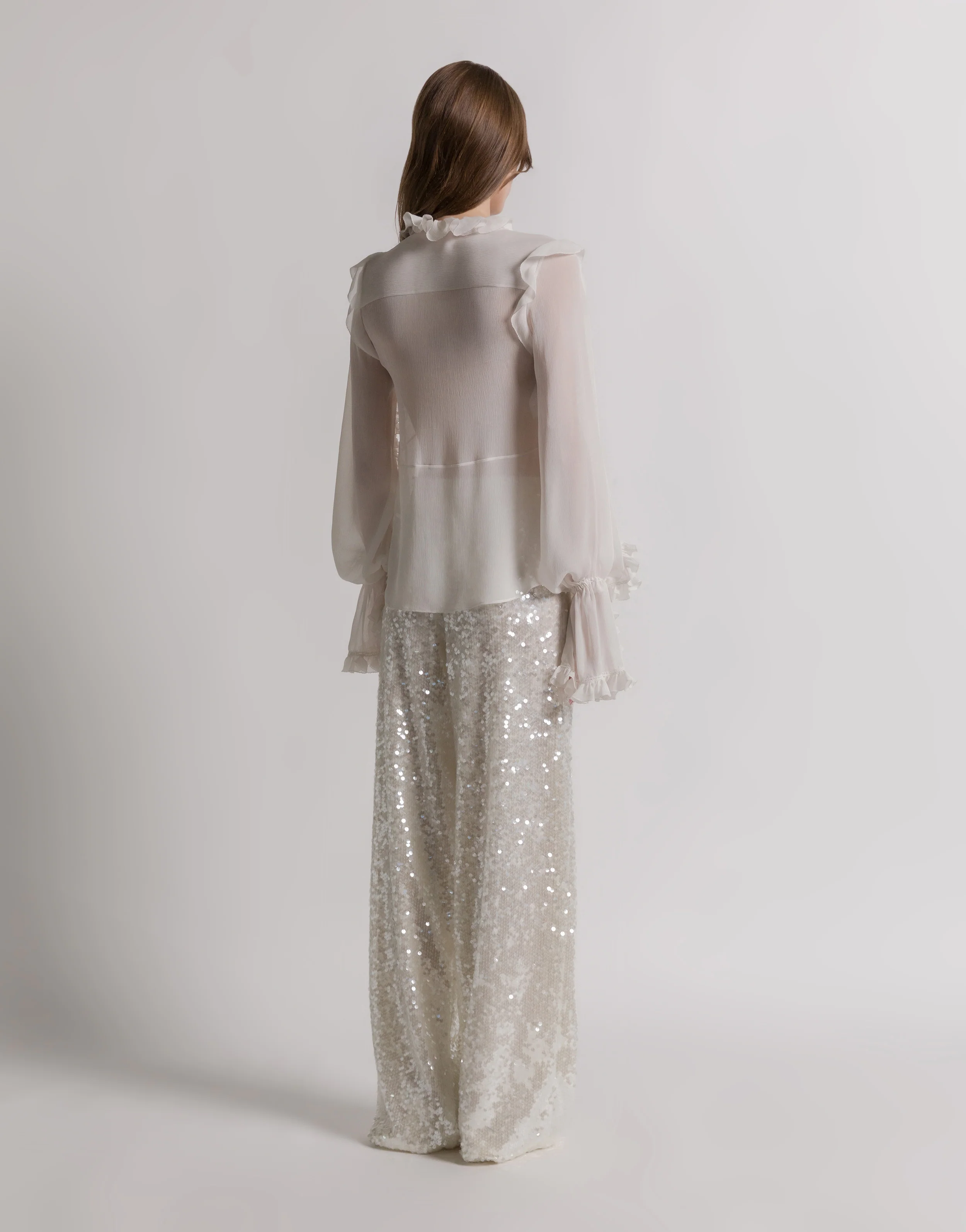 Pantaloni a gamba larga con paillettes - Image 3